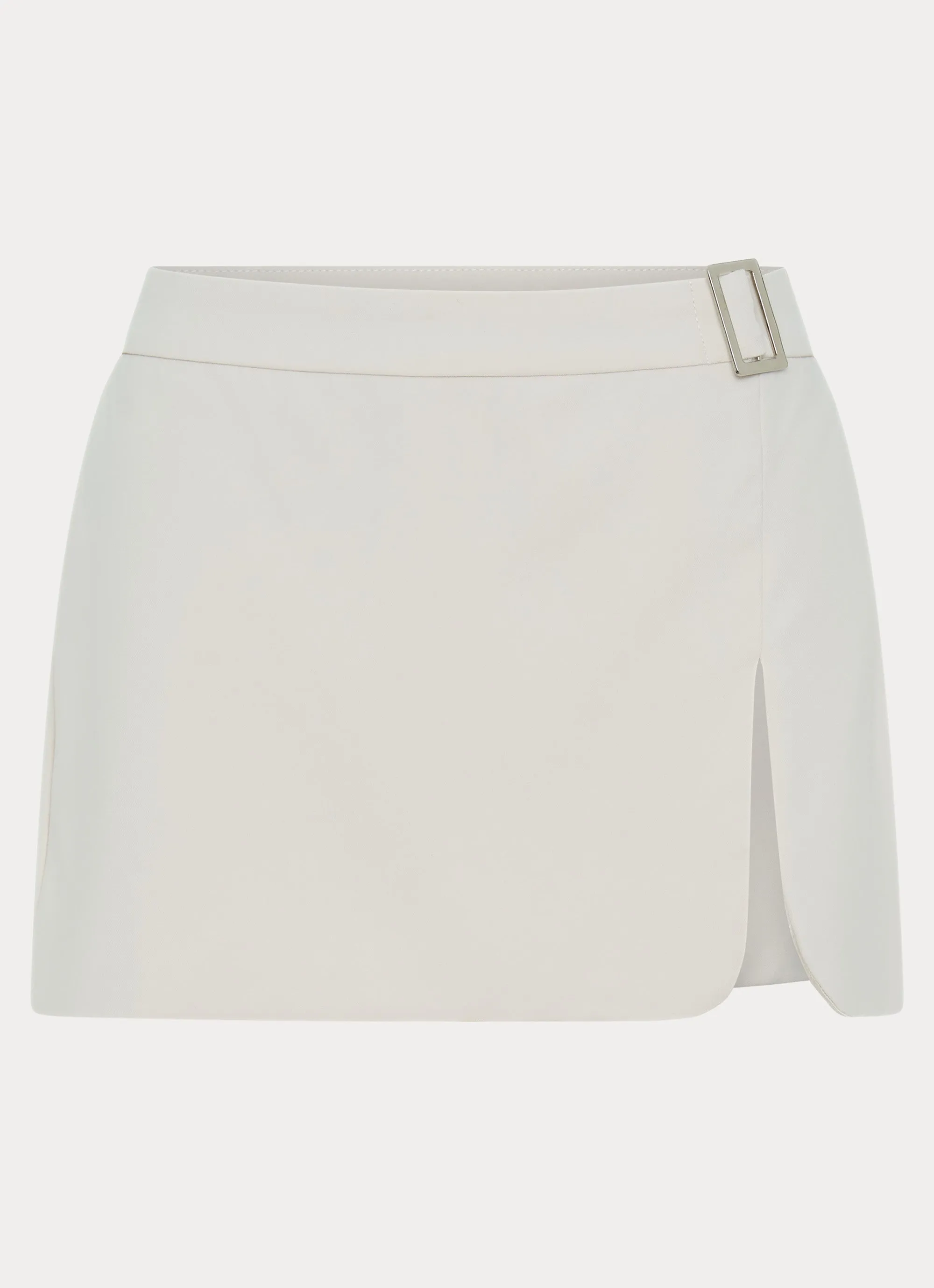 Adley Buckle Mini Skirt - Ivory Gentle Wear Patchwork Design