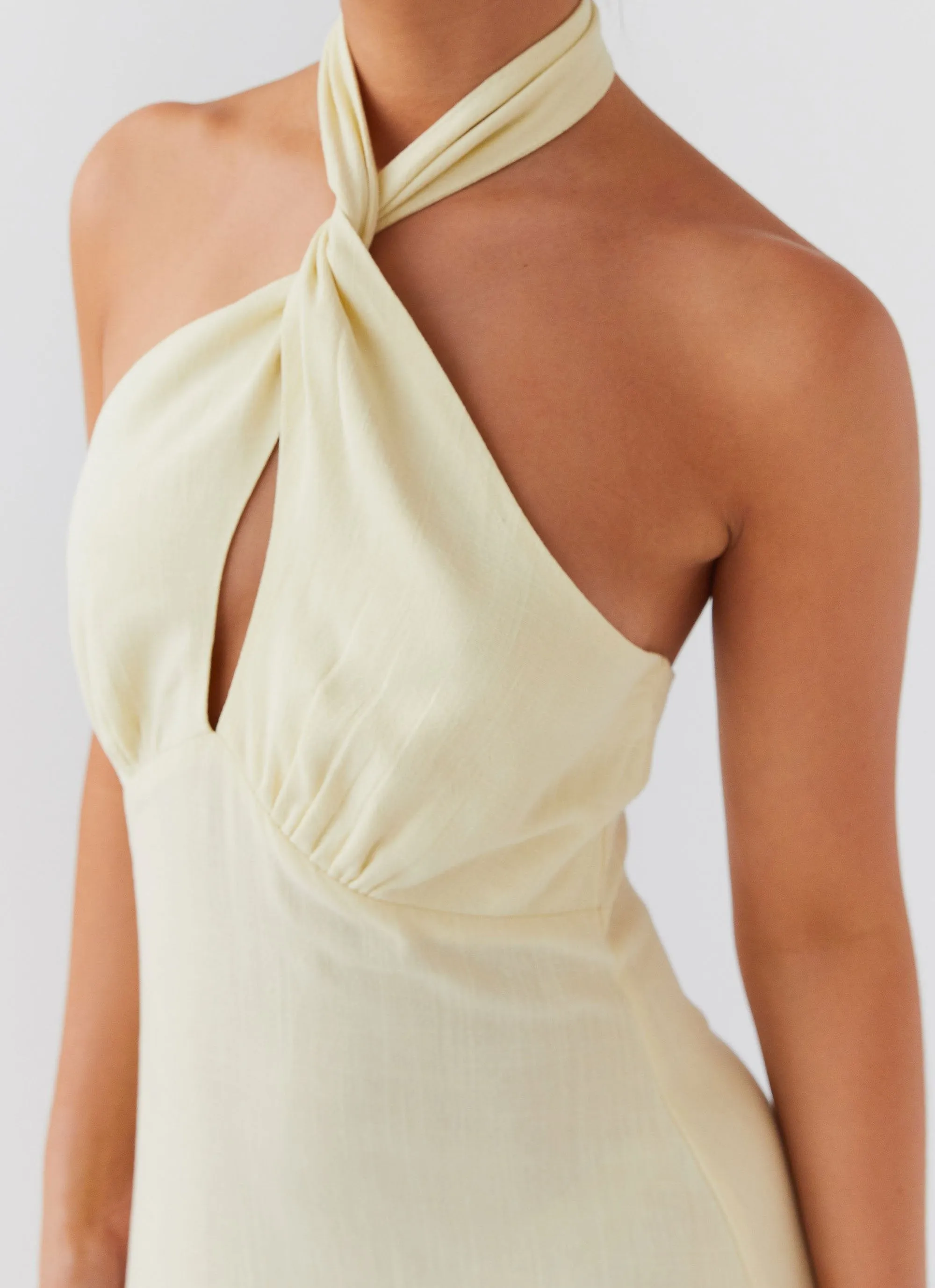 Adrienne Linen Maxi Dress - Lemon Tailored Silhouette