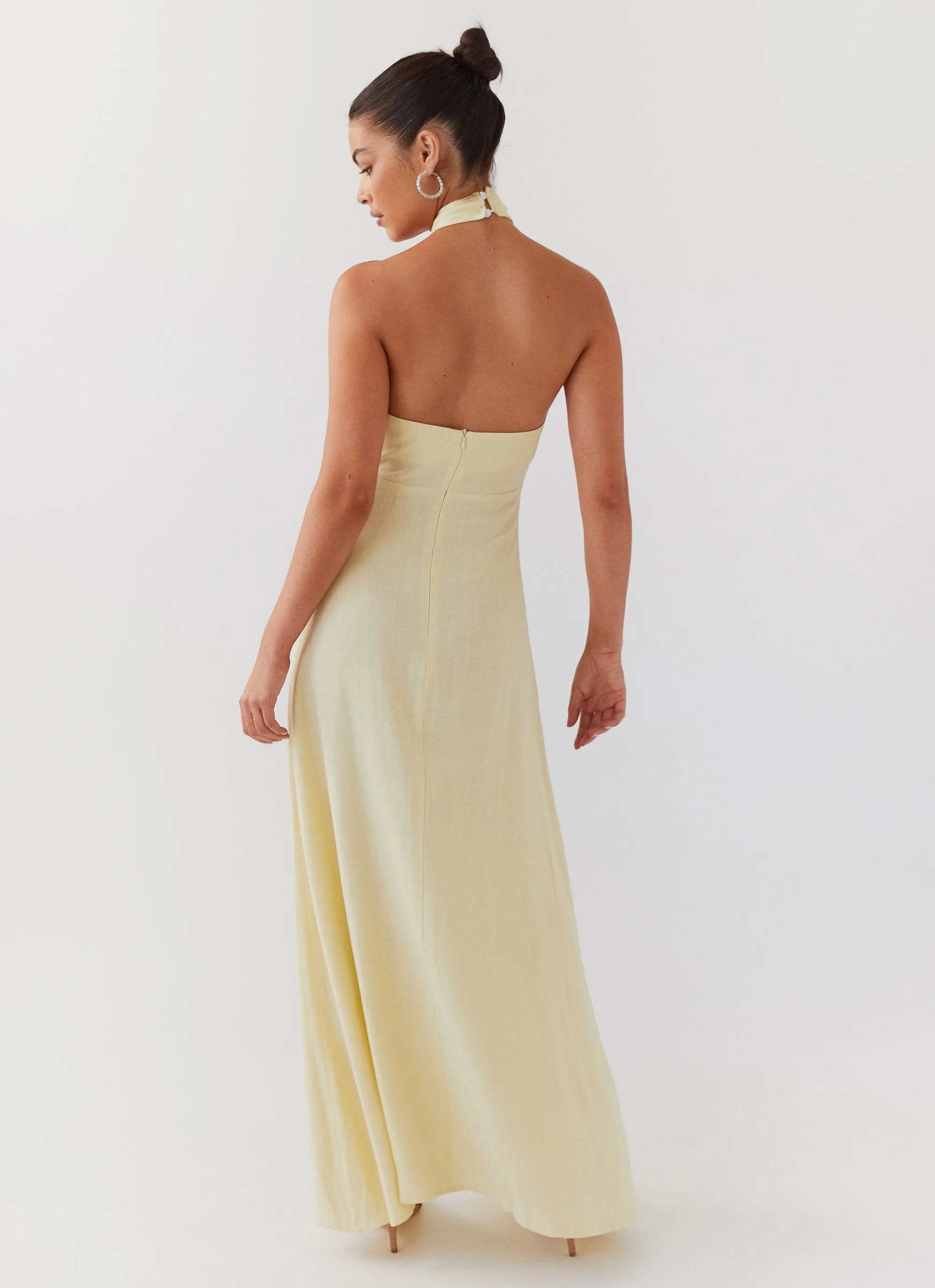 Black Tie Optional Adrienne Linen Maxi Dress - Lemon