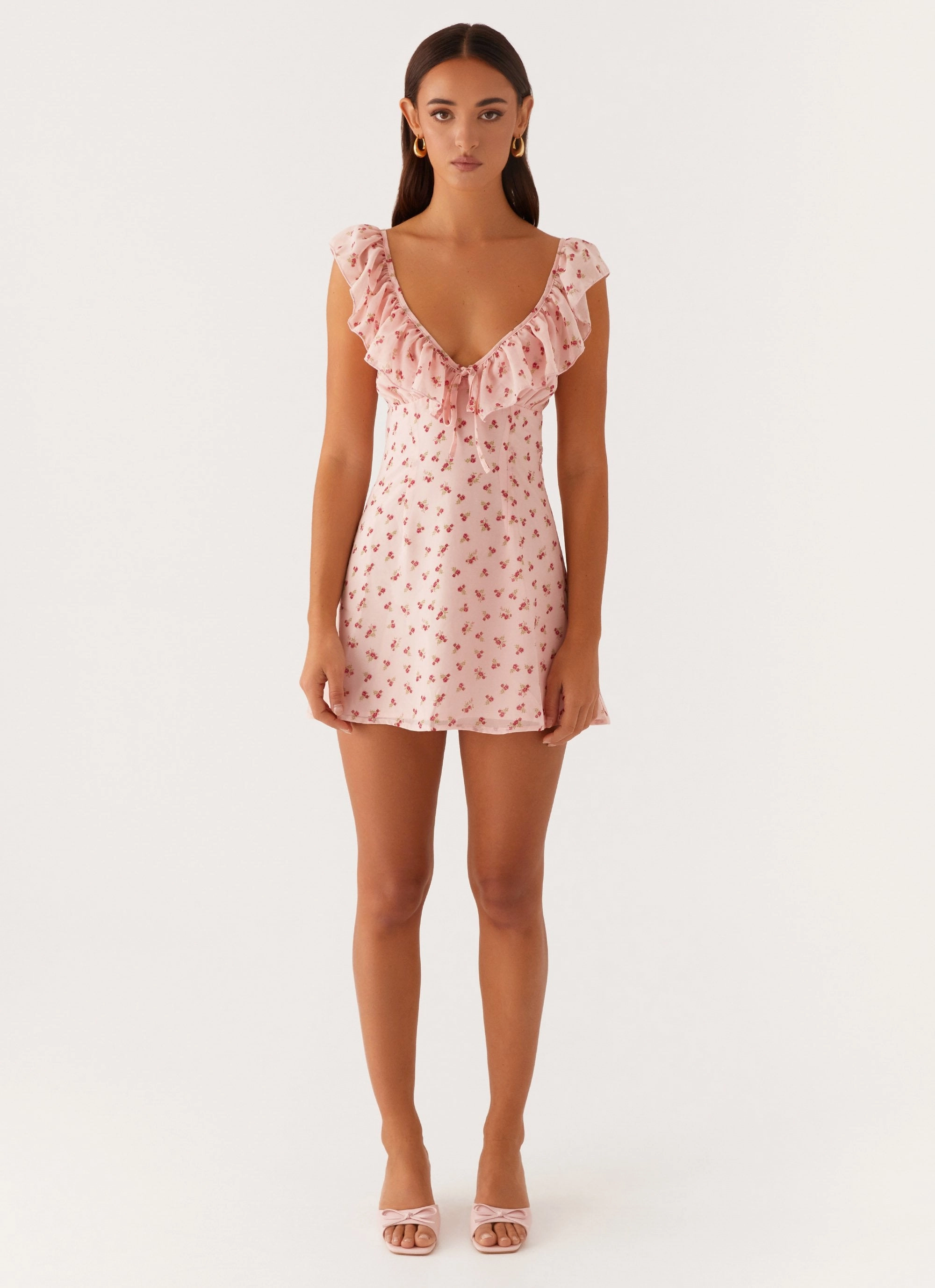 LowProfileZipper Refined Stitch Adrina Ruffle Mini Dress - Pink Flower