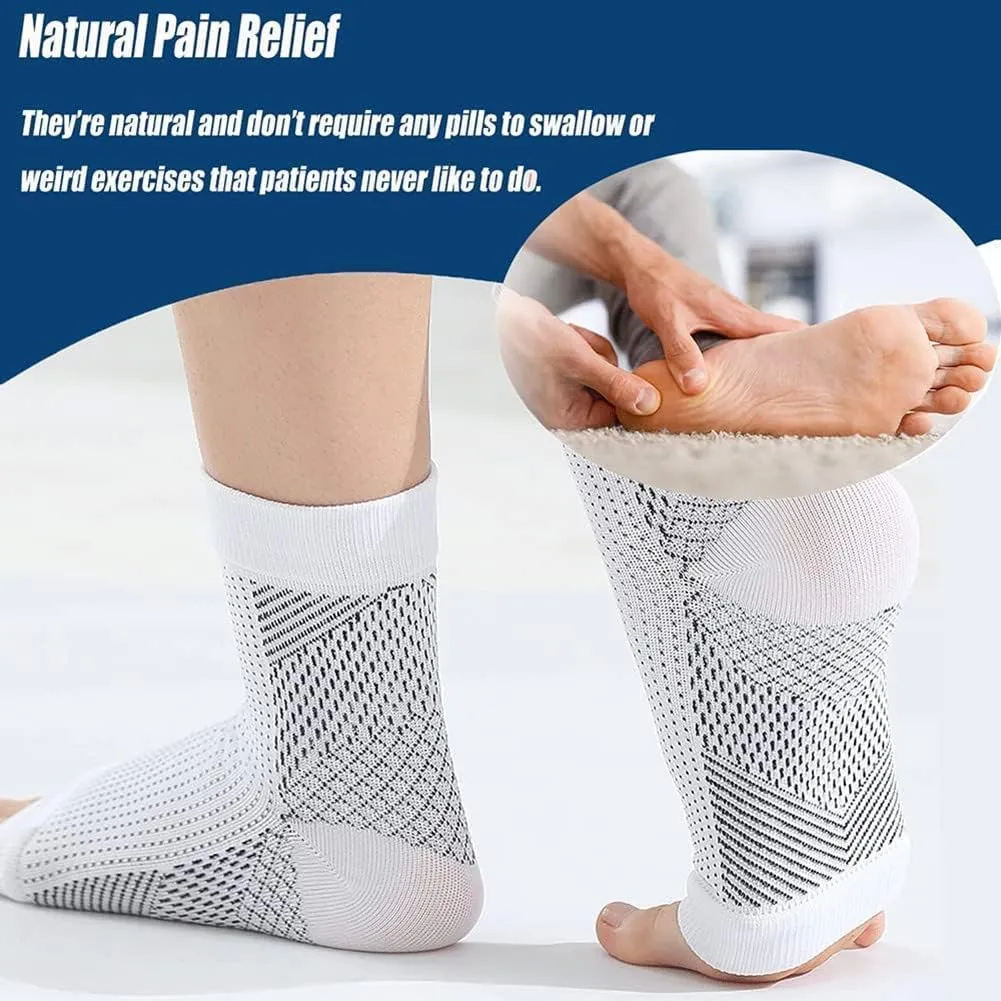 Aidease Socks, Aidease Neuro Compression Socks, Aid Ease Socks, Plantar Fasciitis Compression Ankle Sleeves,Plantar Fasciitis Compression Ankle Sleeves,Neuropathy Socks Improved (S-M, Black White)