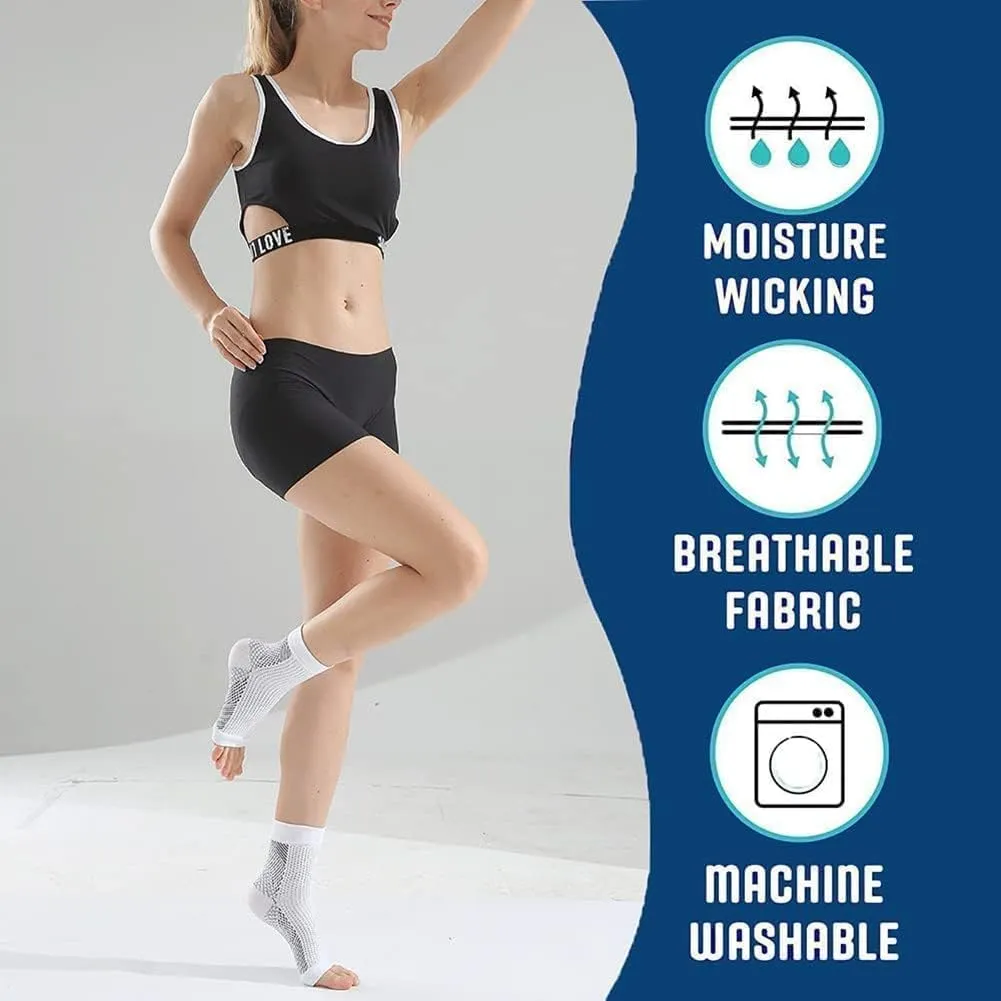 Aidease Socks, Aidease Neuro Compression Socks, Aid Ease Socks, Plantar Fasciitis Compression Ankle Sleeves,Plantar Fasciitis Compression Ankle Sleeves,Neuropathy Socks Improved (S-M, Black White)