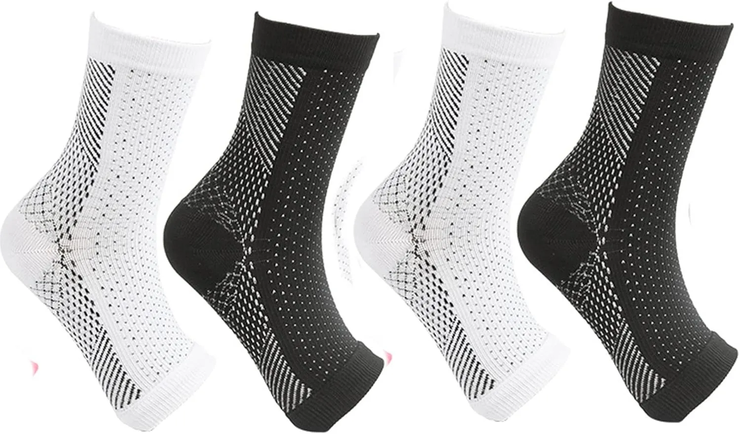 Aidease Socks, Aidease Neuro Compression Socks, Aid Ease Socks, Plantar Fasciitis Compression Ankle Sleeves,Plantar Fasciitis Compression Ankle Sleeves,Neuropathy Socks Improved (S-M, Black White)