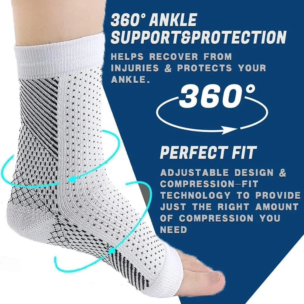 Aidease Socks, Aidease Neuro Compression Socks, Aid Ease Socks, Plantar Fasciitis Compression Ankle Sleeves,Plantar Fasciitis Compression Ankle Sleeves,Neuropathy Socks Improved (S-M, Black White)