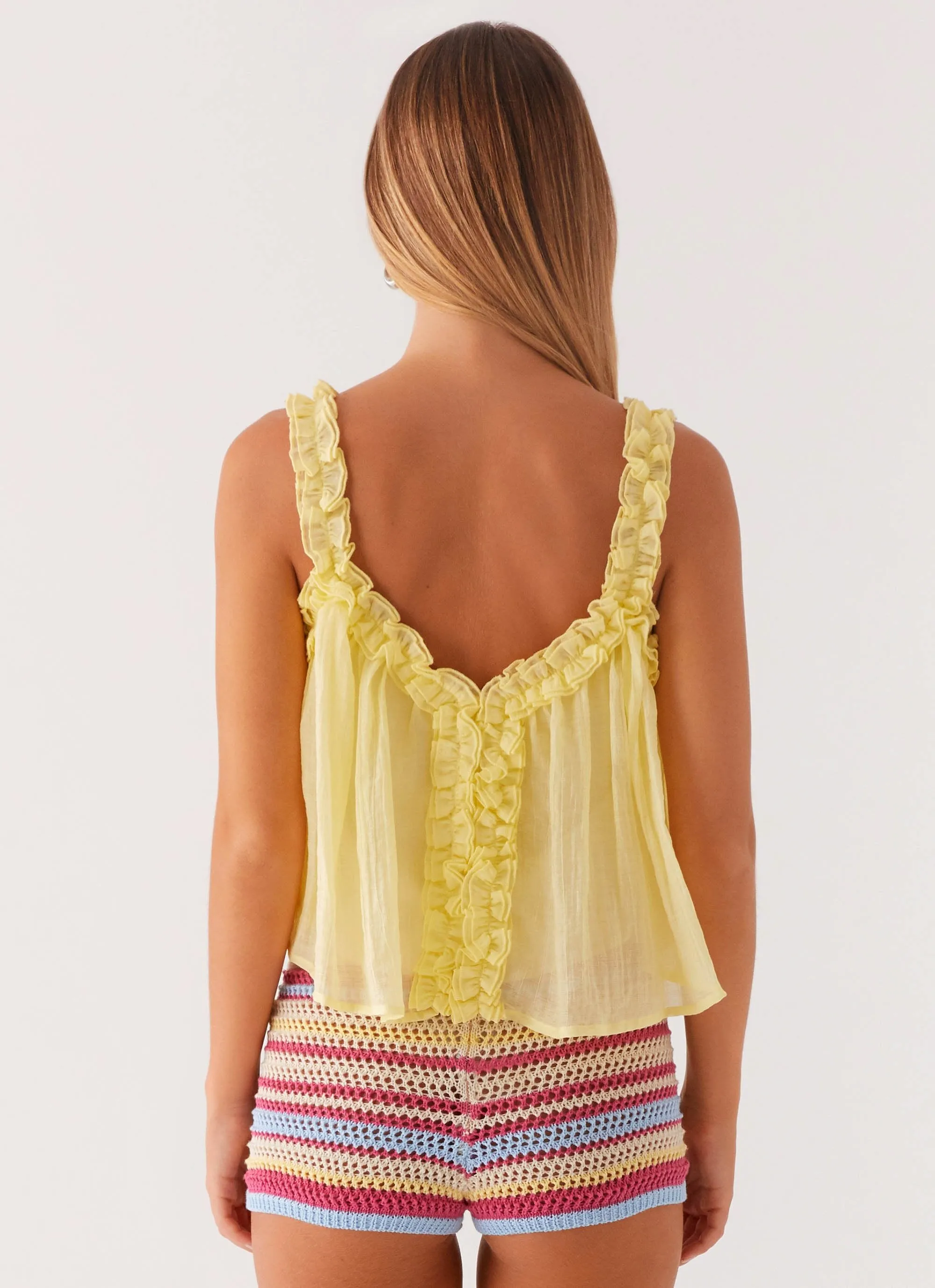 StretchTechnology Airy Mesh Lining Aimee Top - Yellow
