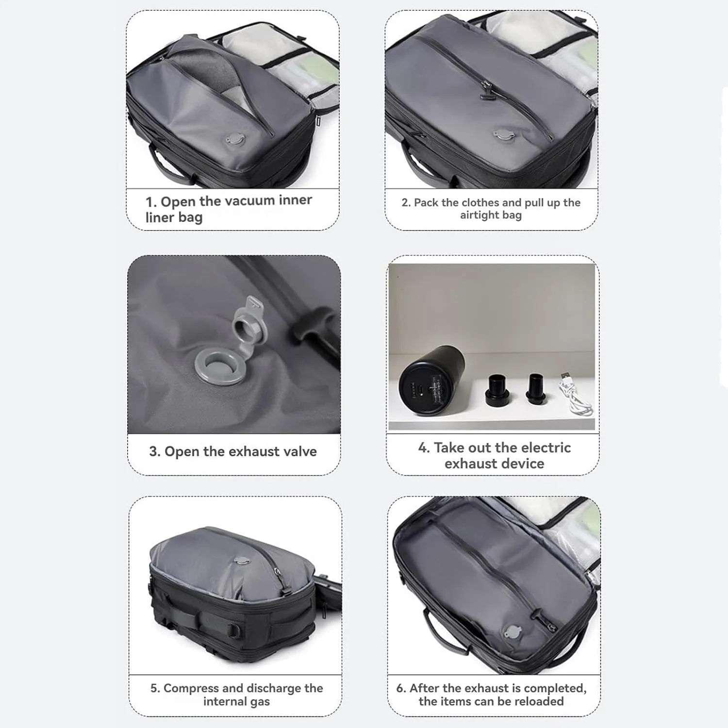 Airback Backpack, Expandable Backpack with Vacuum Compression, Travel Backpack with Vacuum Compression (Type-B)