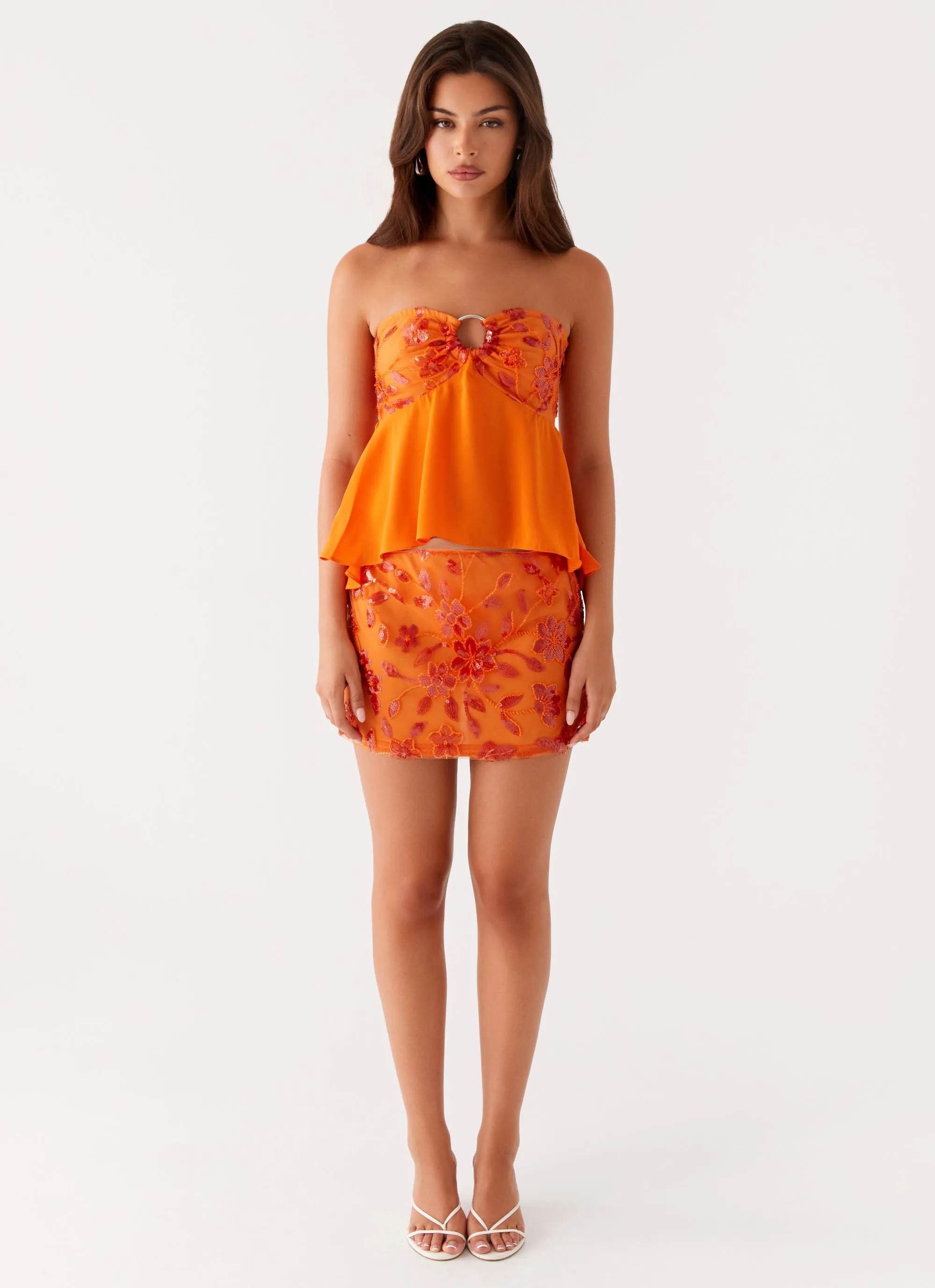 Soft Movement Art Gallery Visit Kenya Beaded Mini Skirt - Orange