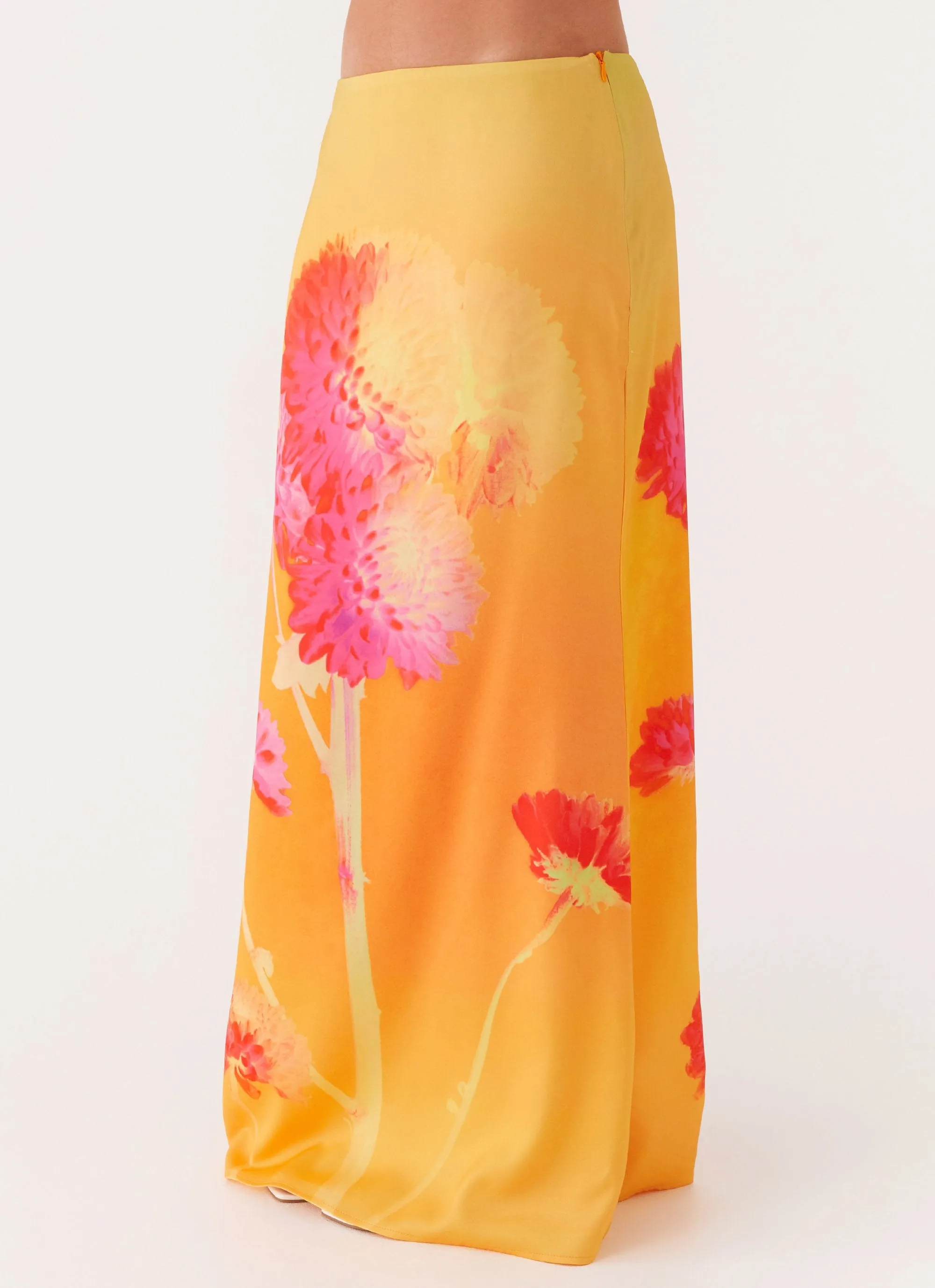 Vibrant Touch Marrakesh Maxi Skirt - Orange Floral