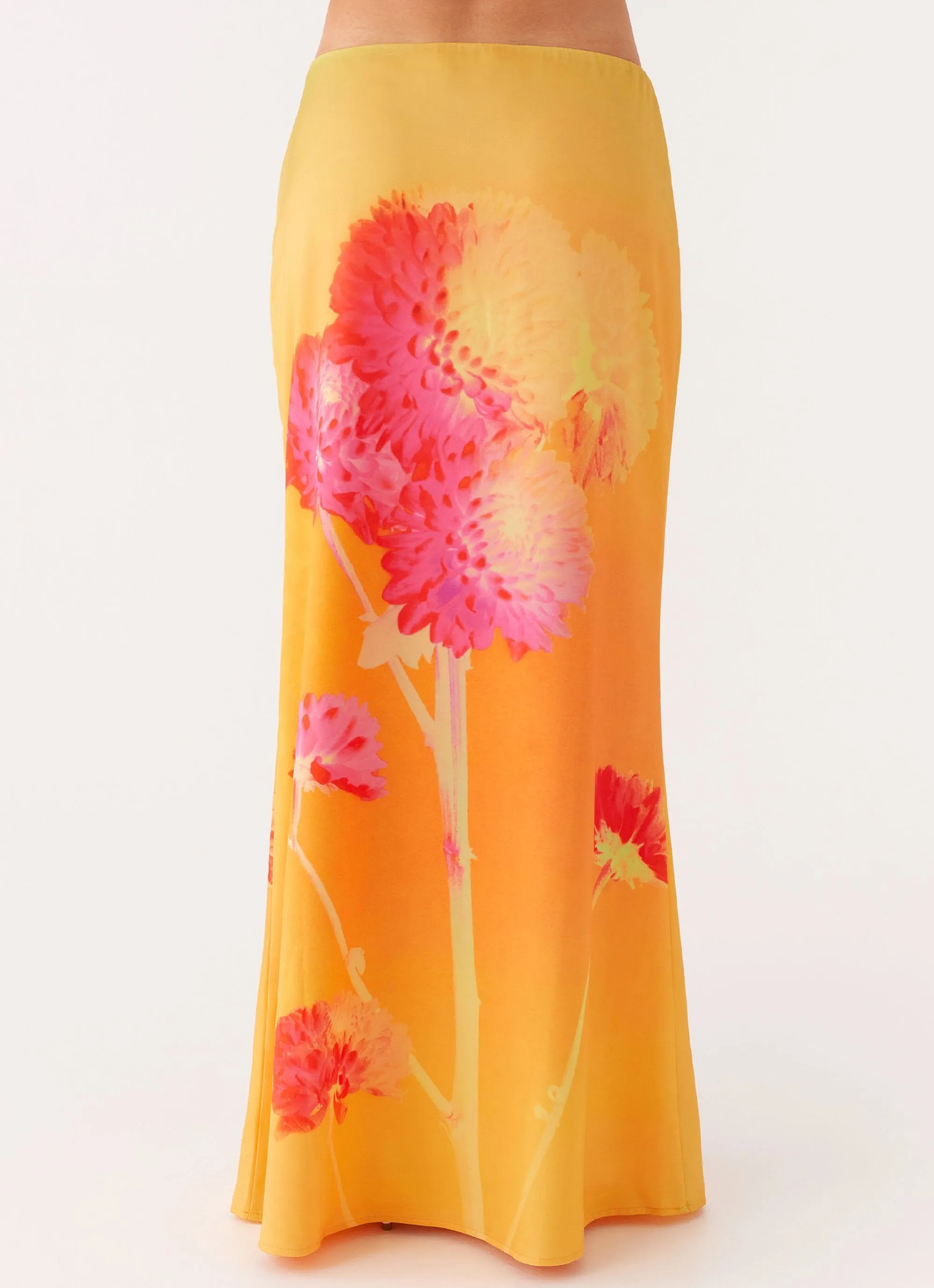 Tiered Design Marrakesh Maxi Skirt - Orange Floral