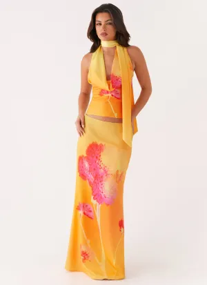 Marrakesh Maxi Skirt - Orange Floral Style Preview