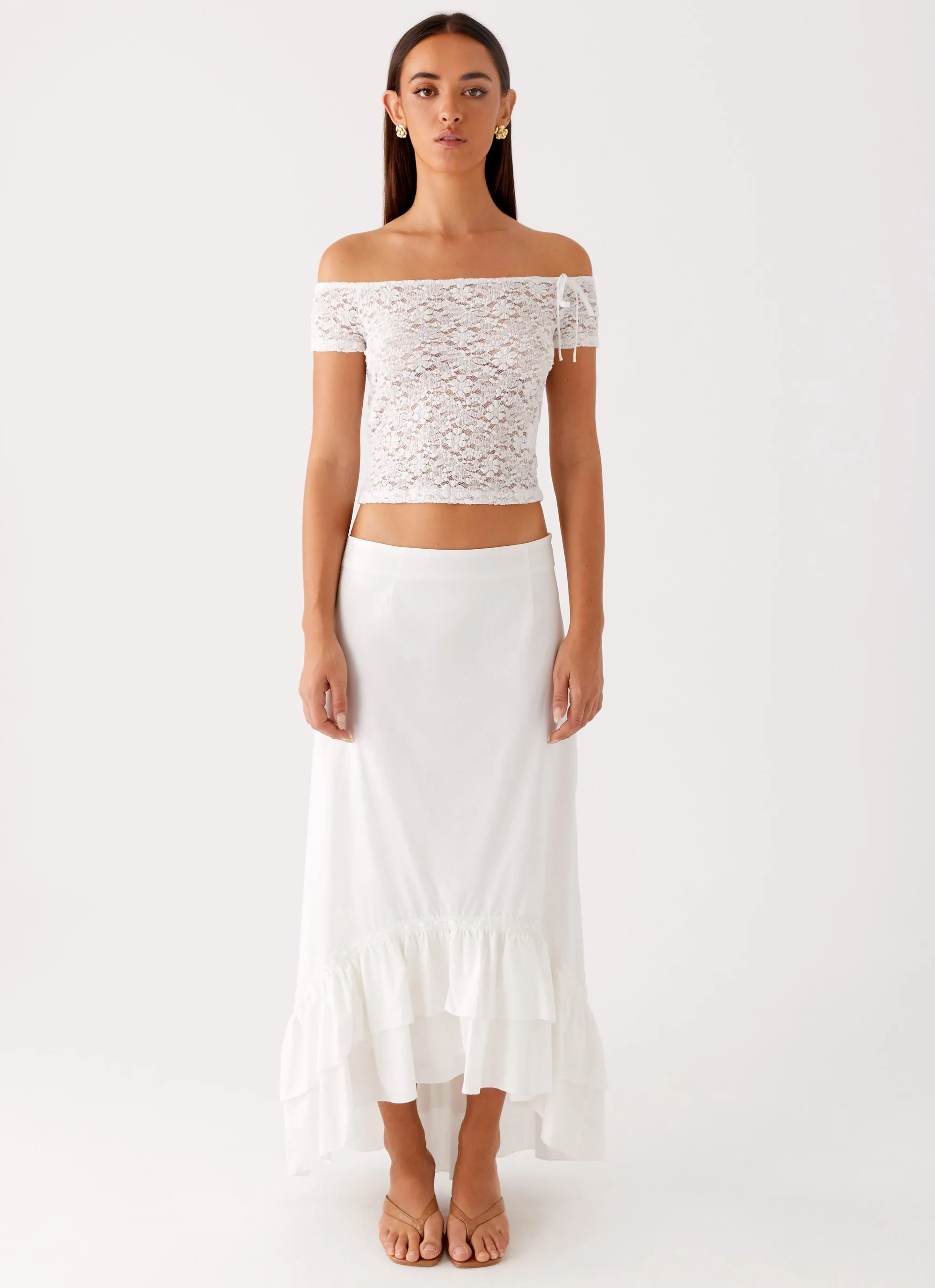 Alessandra Maxi Skirt - White Structured Shape