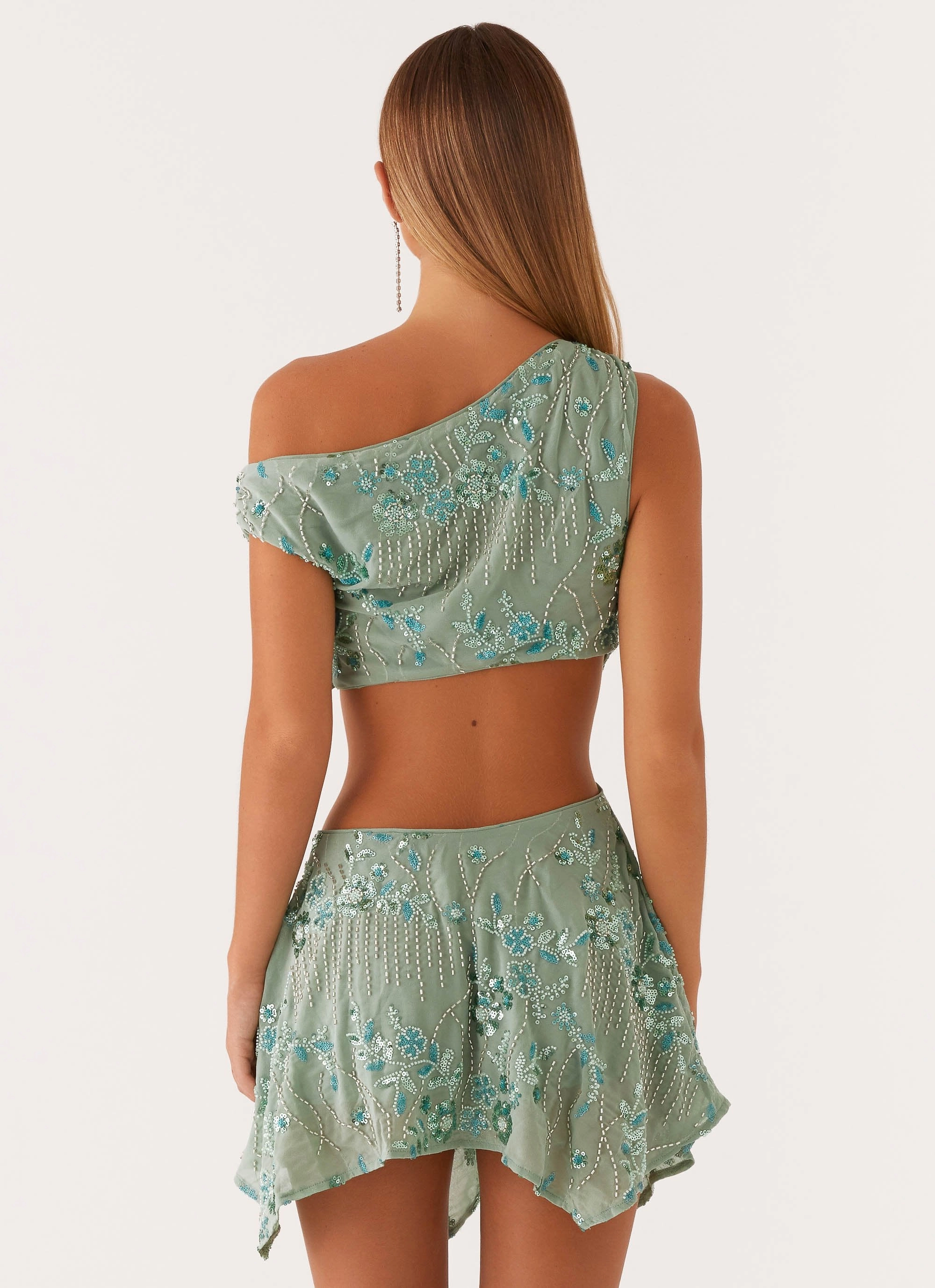 Aletta Sequin Mini Dress - Mint Party Safe Stylish Waistband