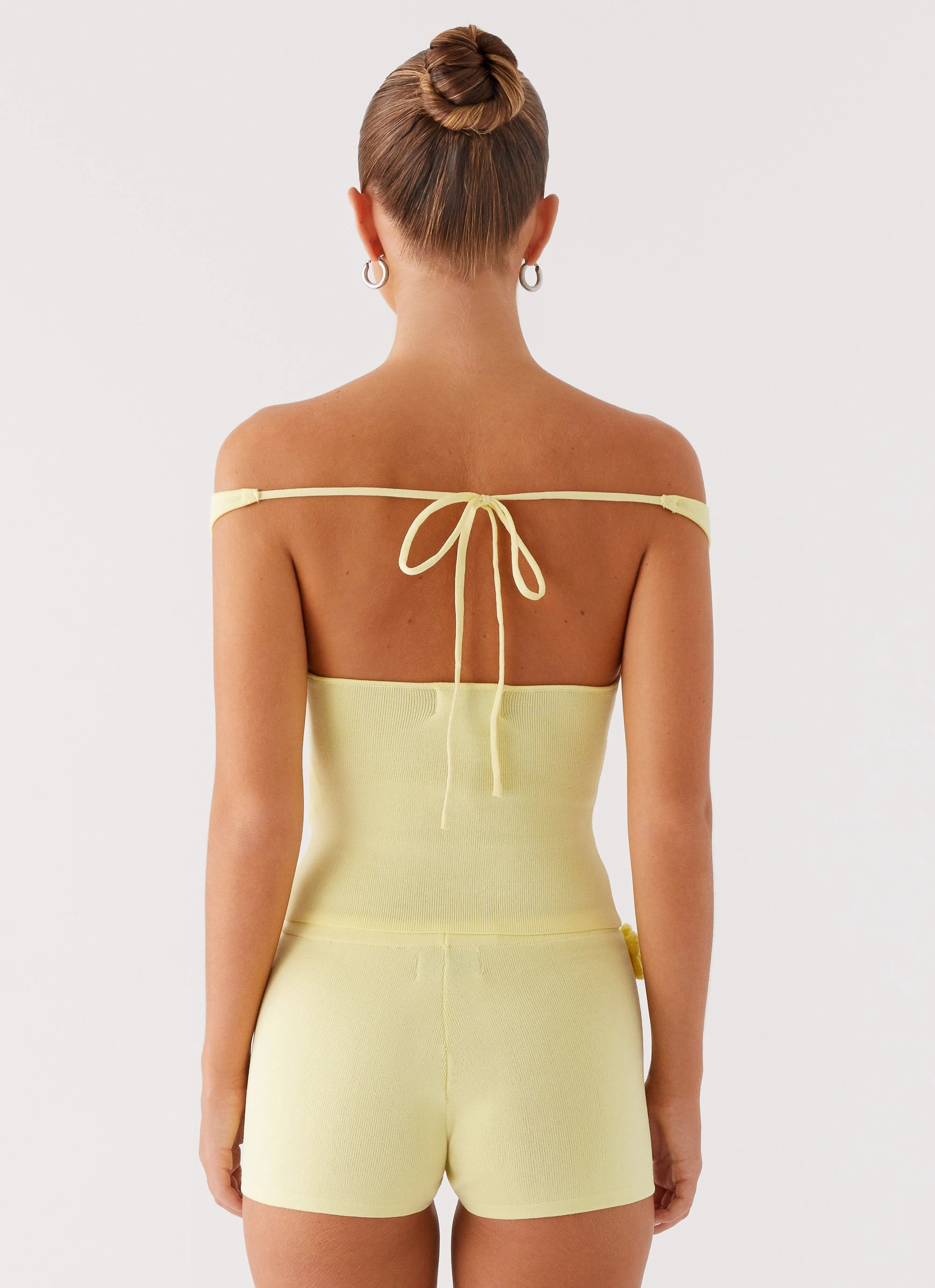 Fashionable Waist Relaxed fit wear Aliah Knit Shorts - Yellow