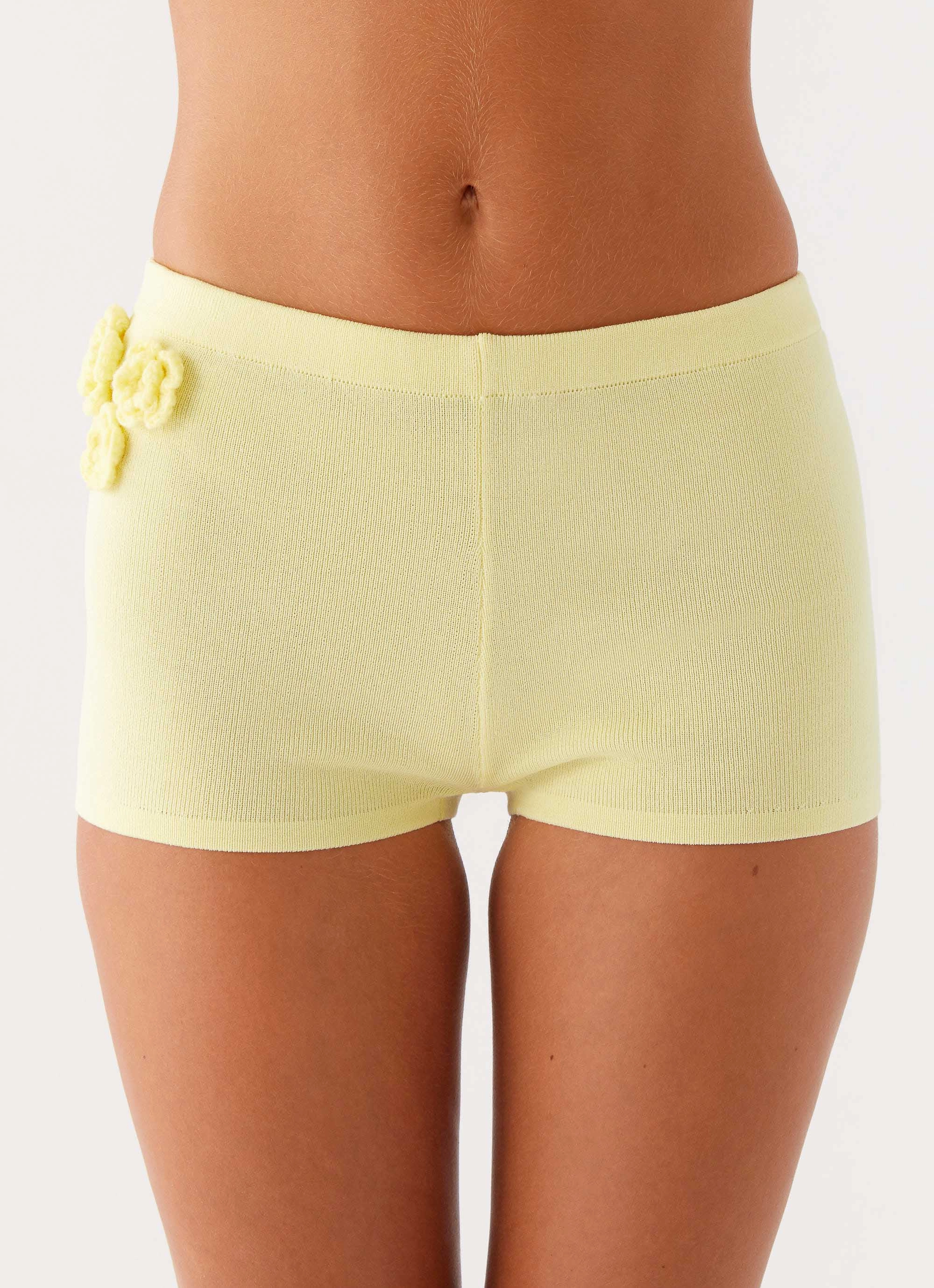 Aliah Knit Shorts - Yellow DurableReinforcedMaterial