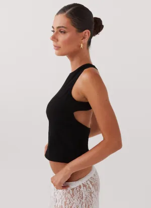 Alice Cut Out Tank Top - Black DoubleStitched WeightedHem