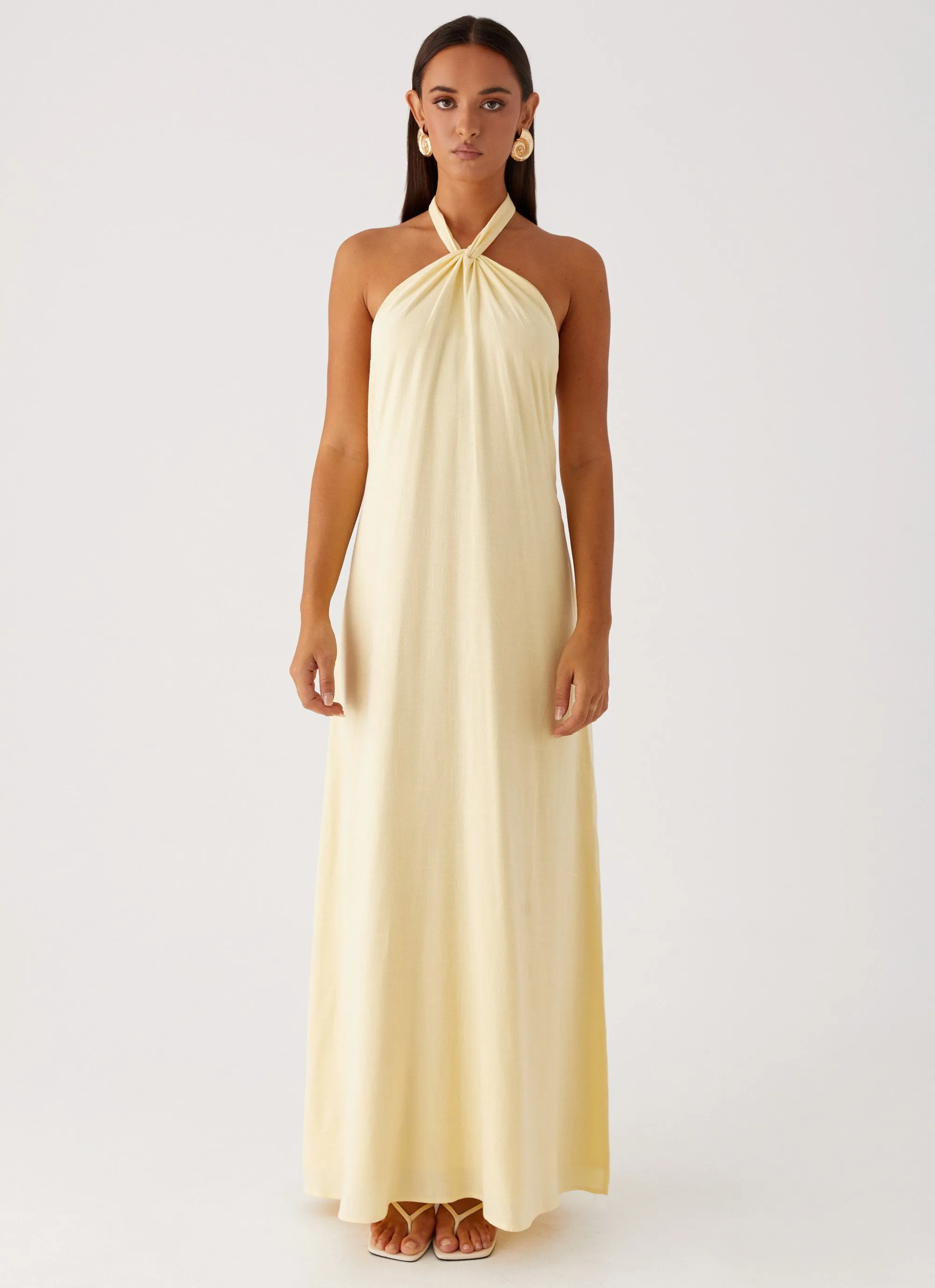 Golden Child Linen Maxi Dress - Yellow bohemian flair