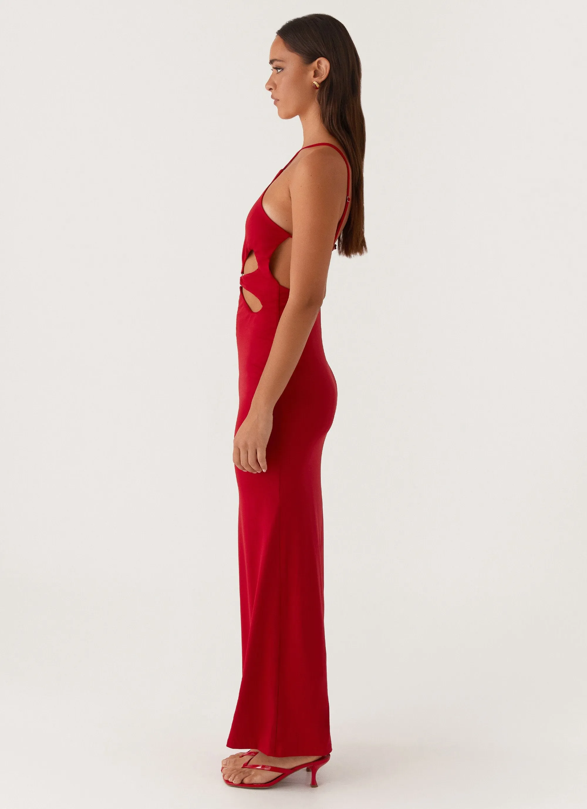 Grow Together Maxi Dress - Red Metallic Finish