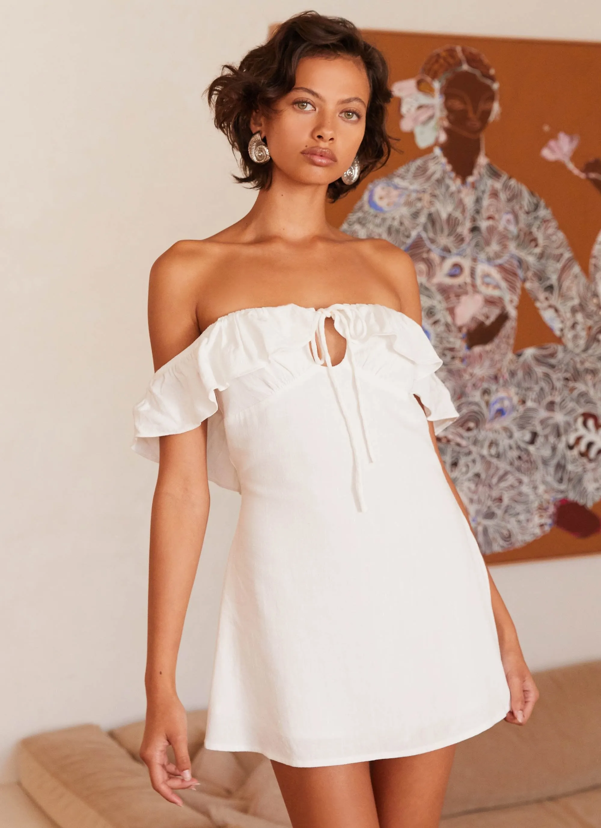 Hypoallergenic Lining Texas Sun Linen Mini Dress - White