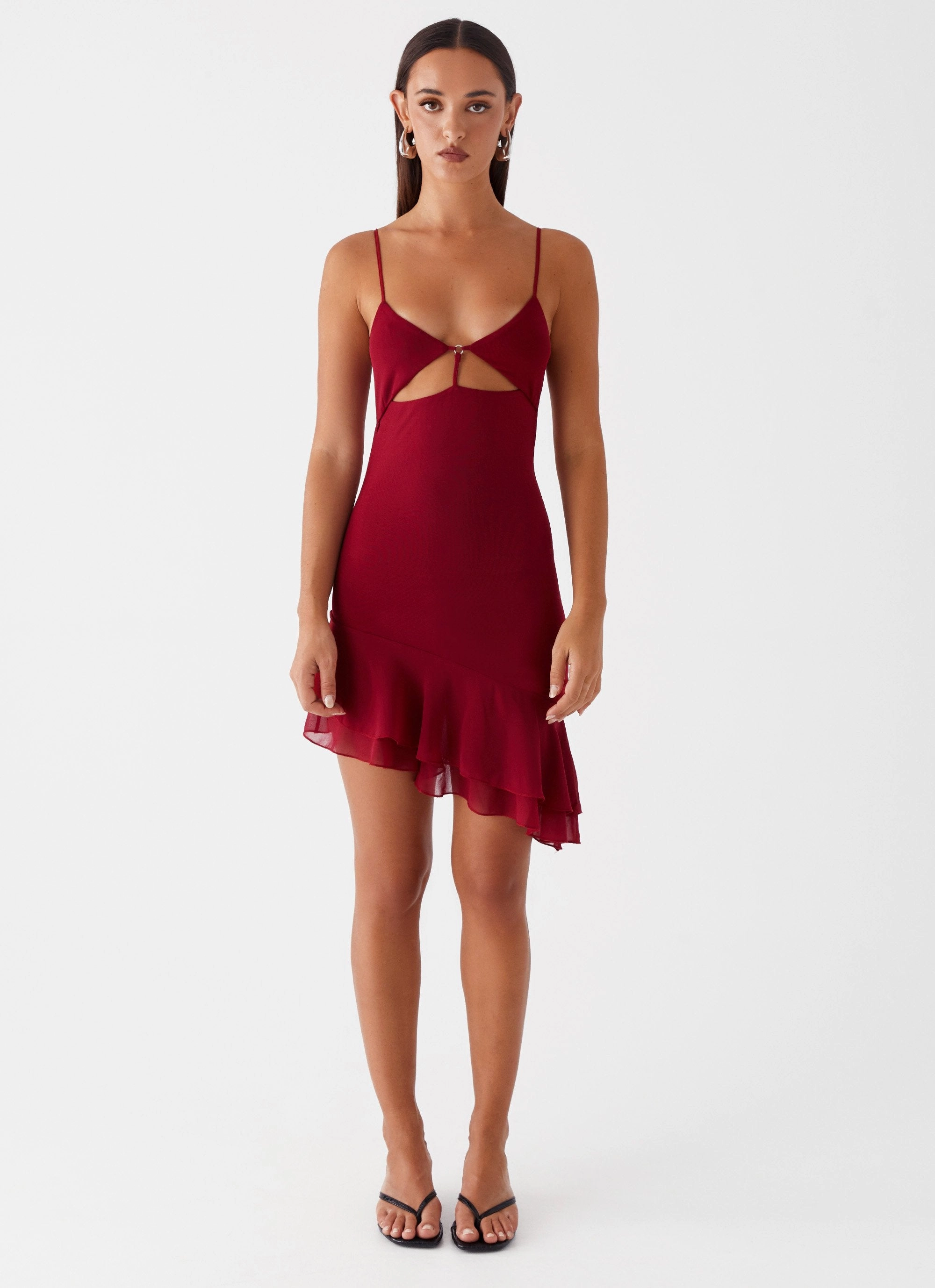 Fall Fashion Mallory Mini Dress - Cherry Red