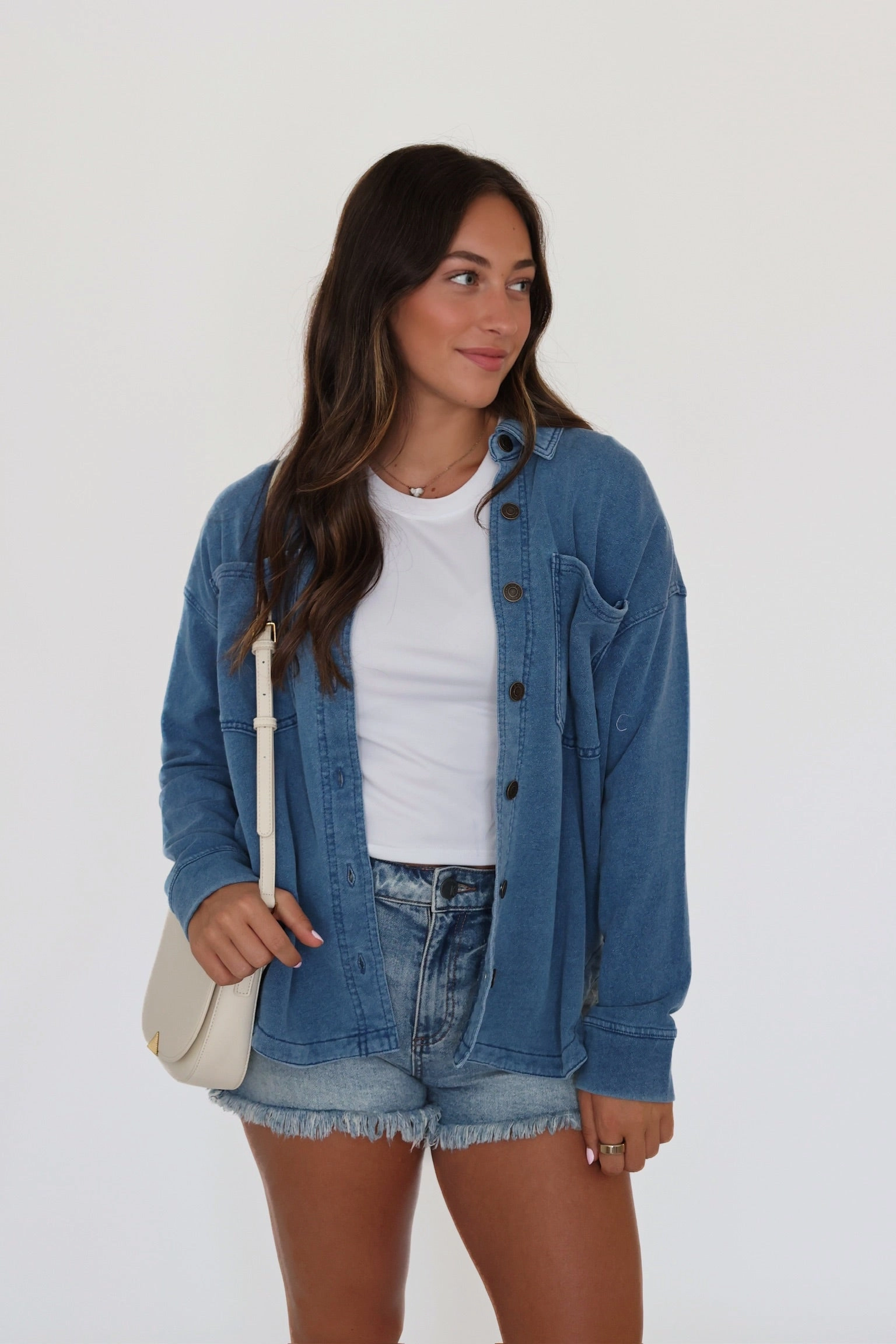 SeamlessSidePanels Recycled Polyester Fabric All Day Knit Denim Jacket - Vintage Indigo