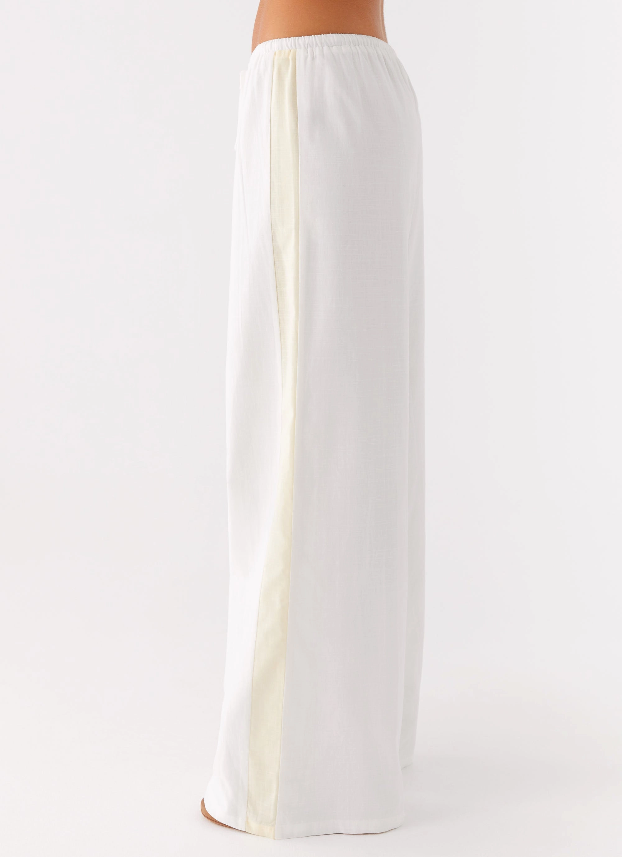 Oska Drawstring Pants - White Flowy legs SecureCargoPockets