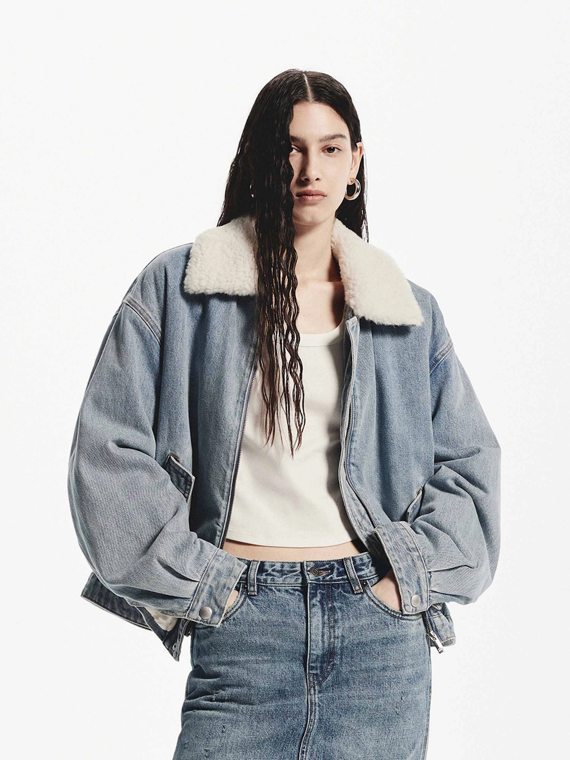 Faux Shearling Loose Jacket Weather Friendly Clean Fit