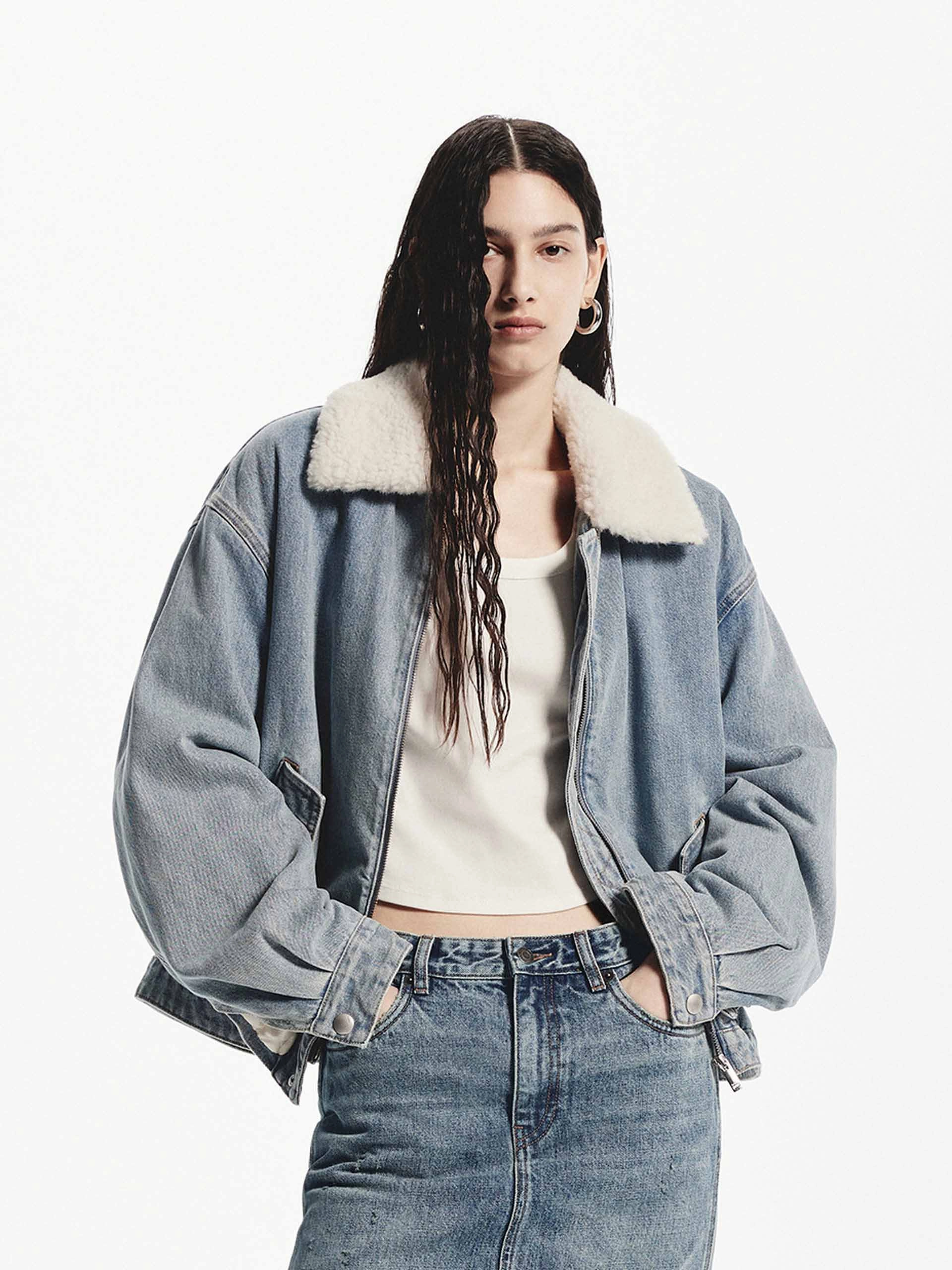 Quick Release Buckle Mechanism Faux Shearling Loose Jacket