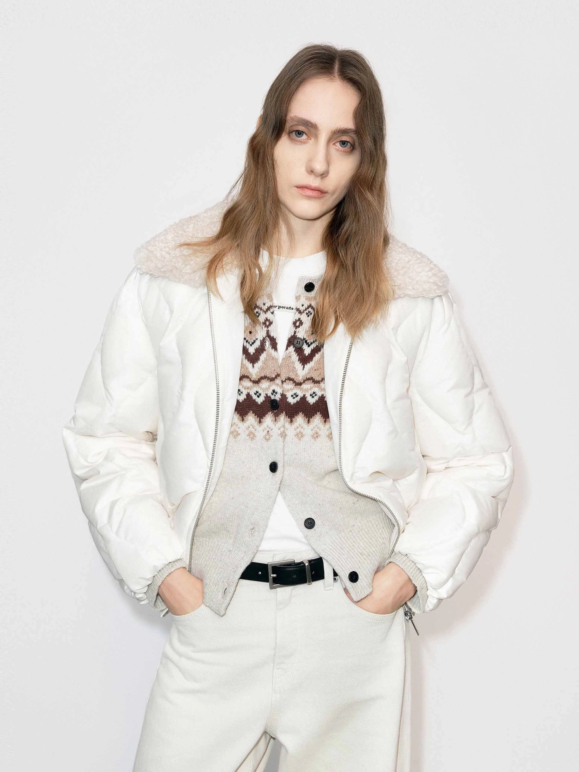 Seamless construction Fur Collar Quilted Down Jacket