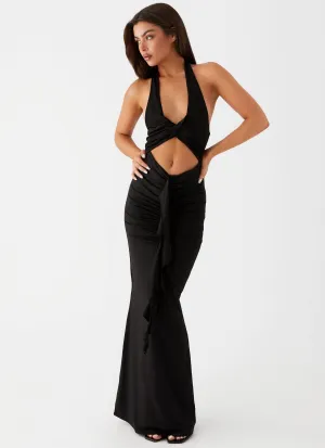 Fitted Design Allanna Frill Maxi Dress - Black