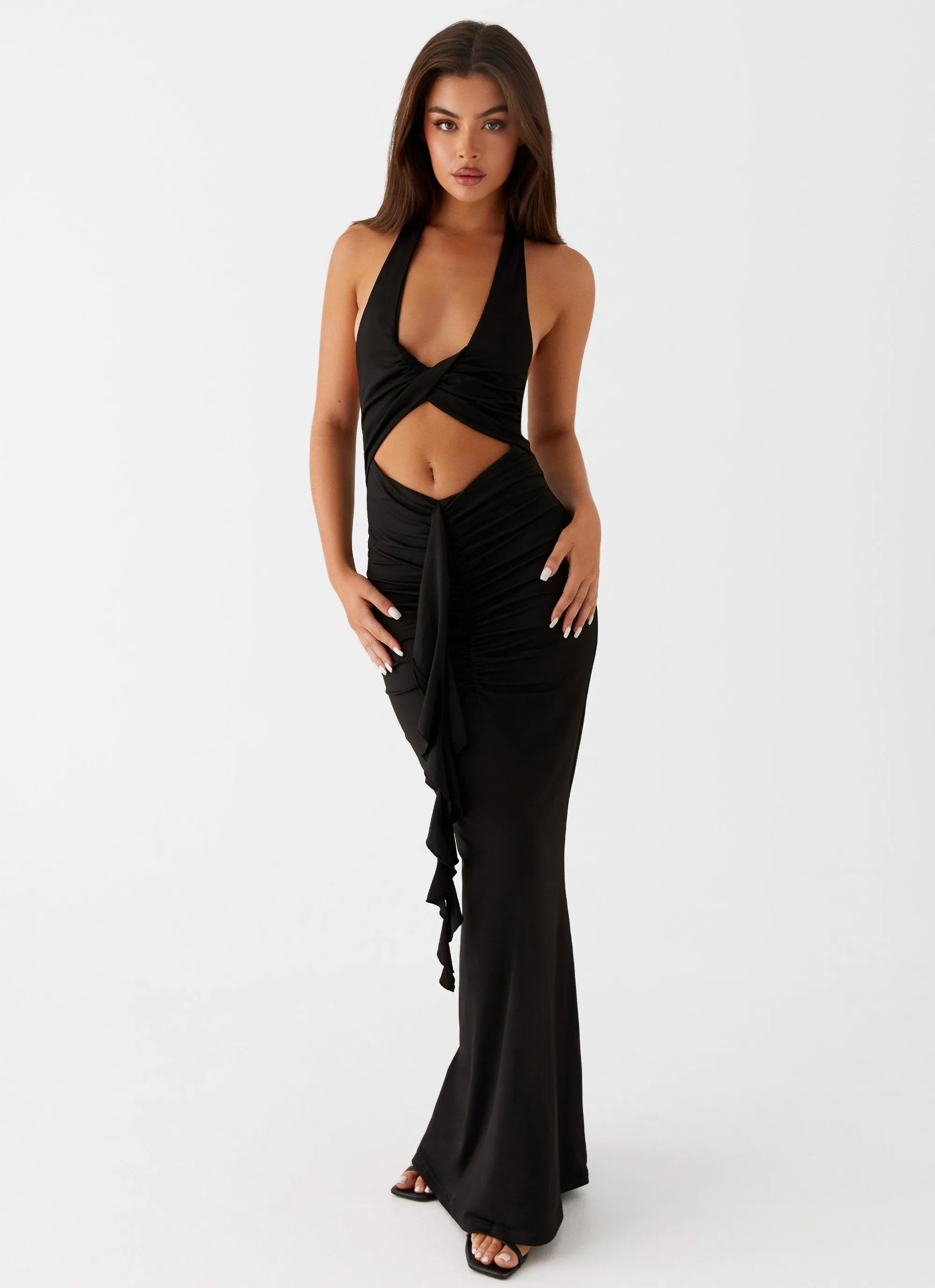 Wardrobe Essential Layering Essential Allanna Frill Maxi Dress - Black