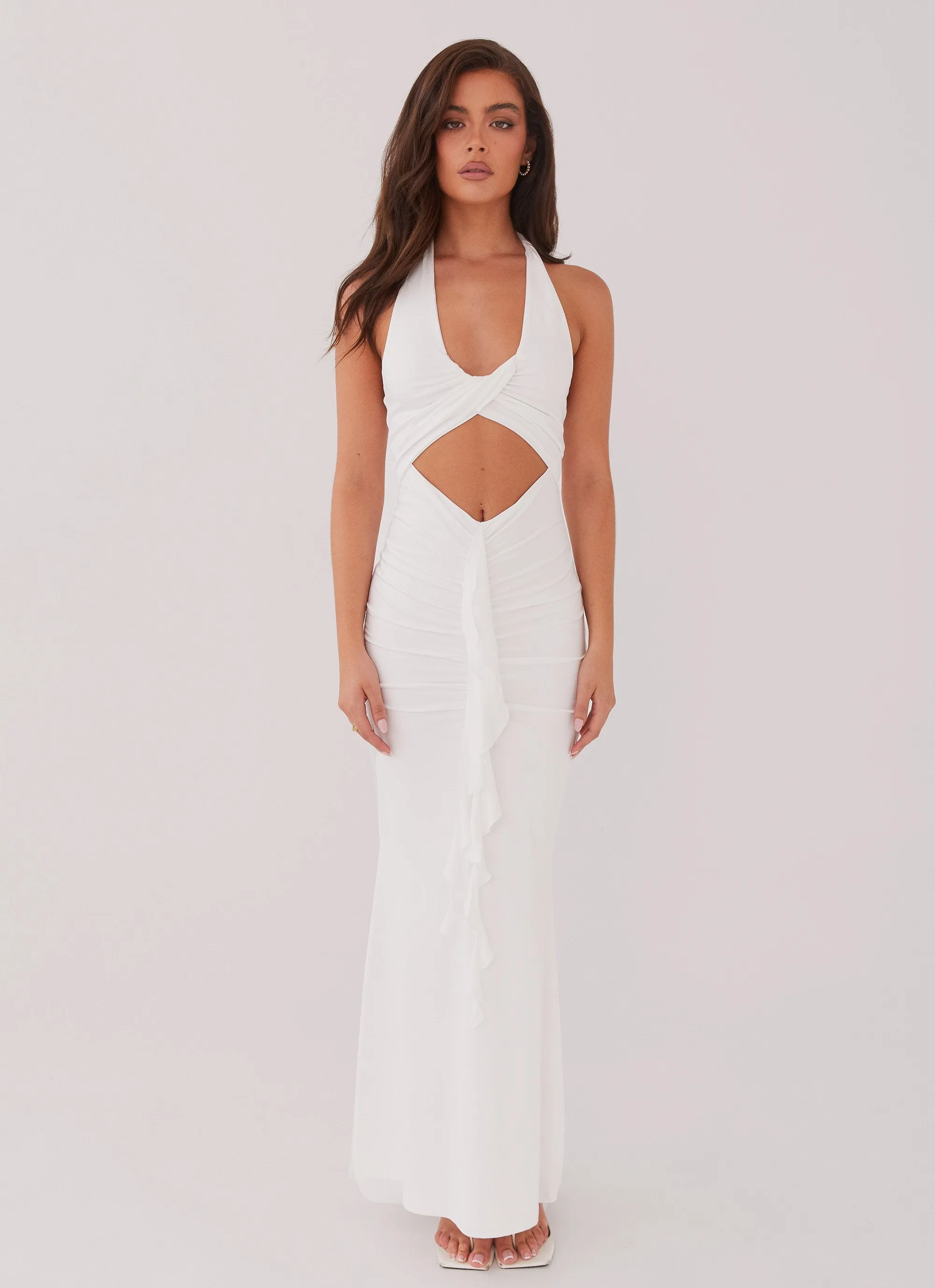 Tagless Labeling Allanna Frill Maxi Dress - White