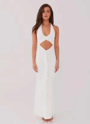 Tagless Labeling Allanna Frill Maxi Dress - White