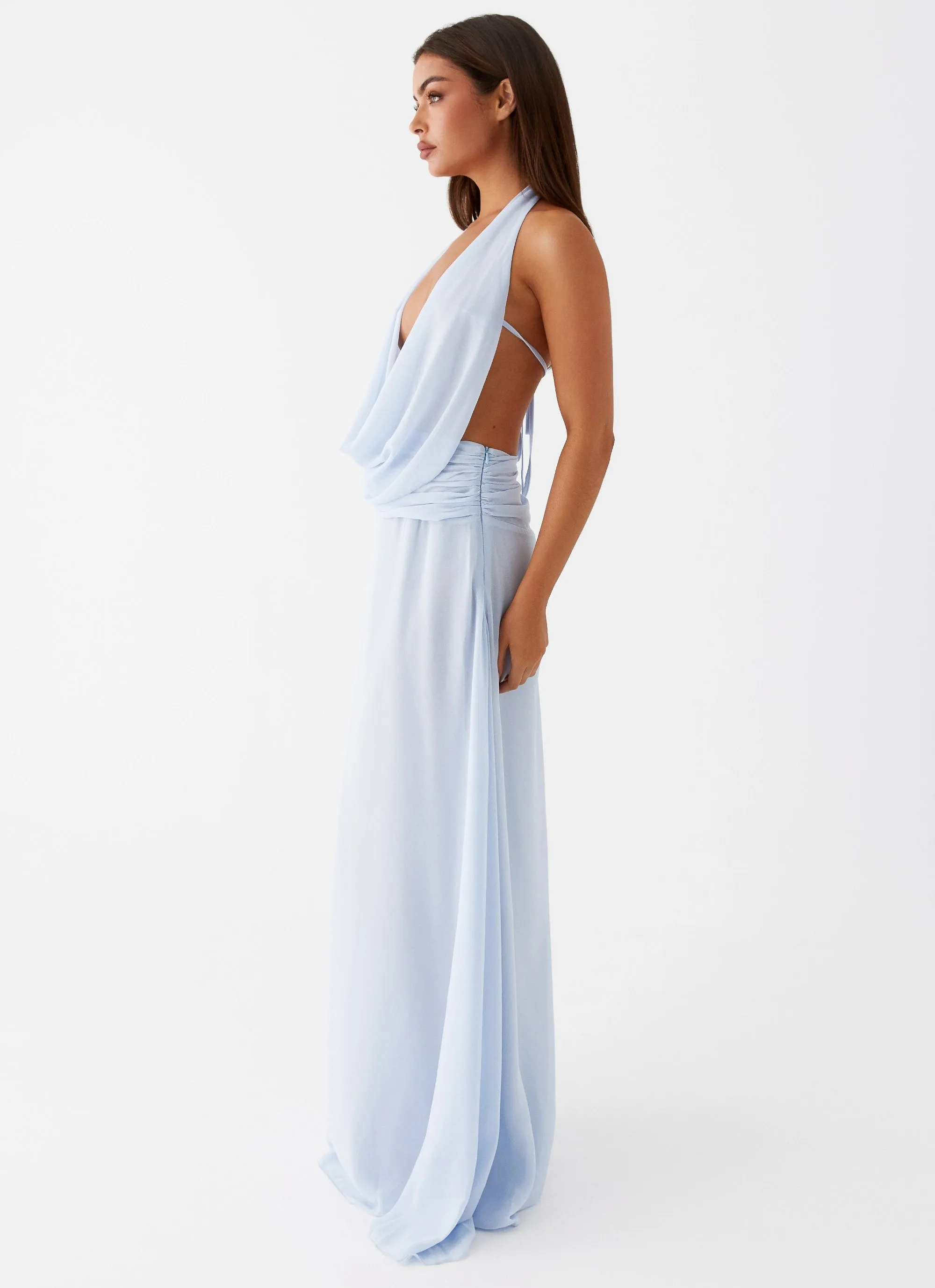 Mature appeal Workwear Option Elysia Chiffon Maxi Dress - Baby Blue
