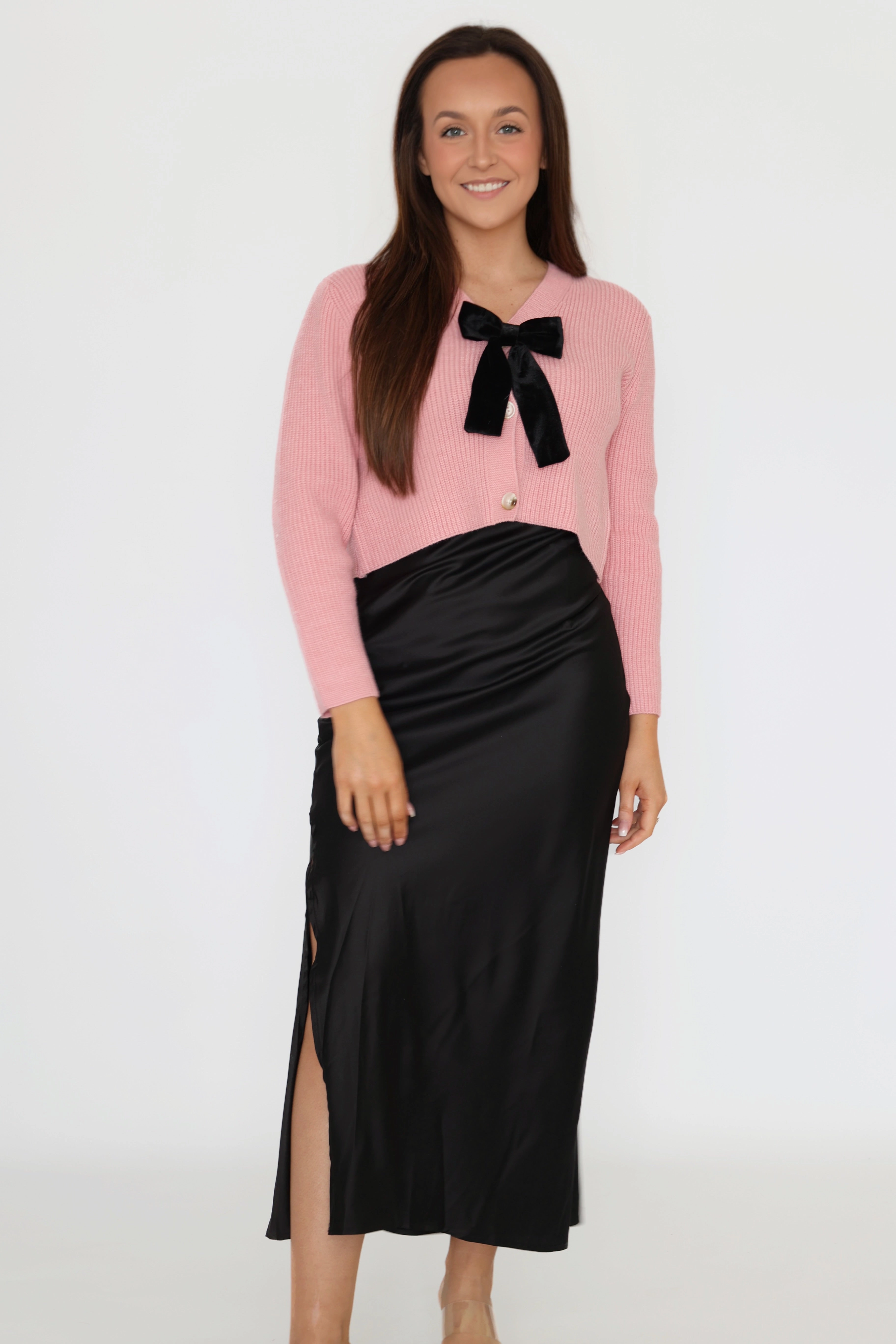 Contrast Stitching Allie Bow Cardigan (FINAL SALE)