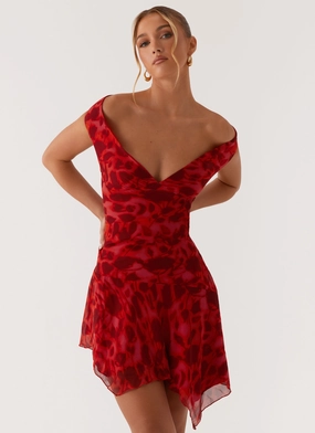Contemporary Style Alma Mini Dress - Deep Red Floral