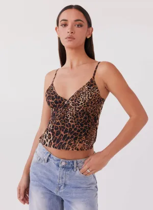 Amani Cami Top - Leopard Layered Collar Structure