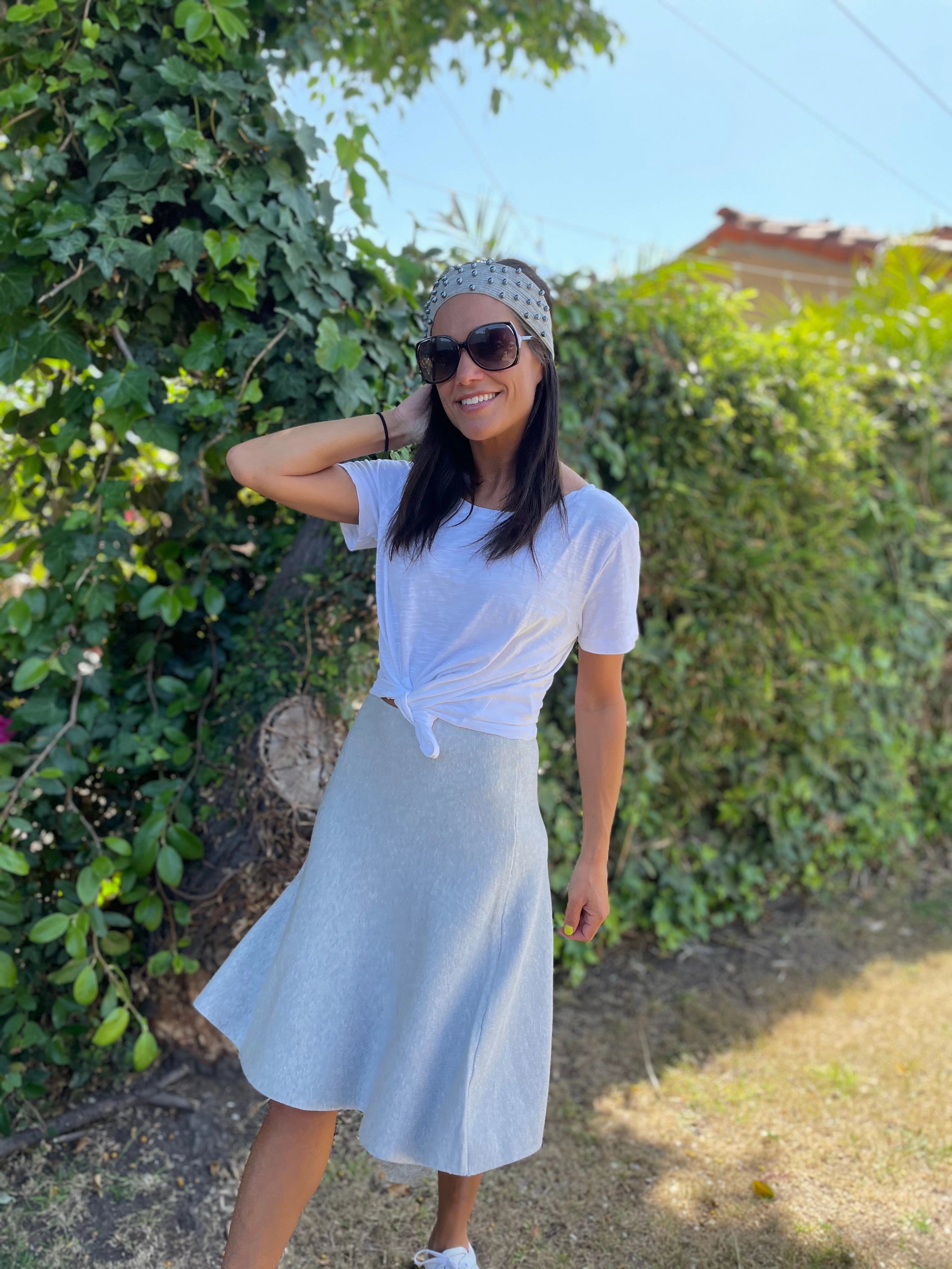 AMAZING MM SKIRT - SUMMER STYLE HEATHER GREY Four Way Stretch Zip Pocket