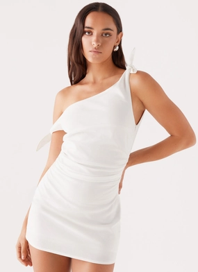 Pure Motion Gift-Worthy Amazonia Linen Mini Dress - White