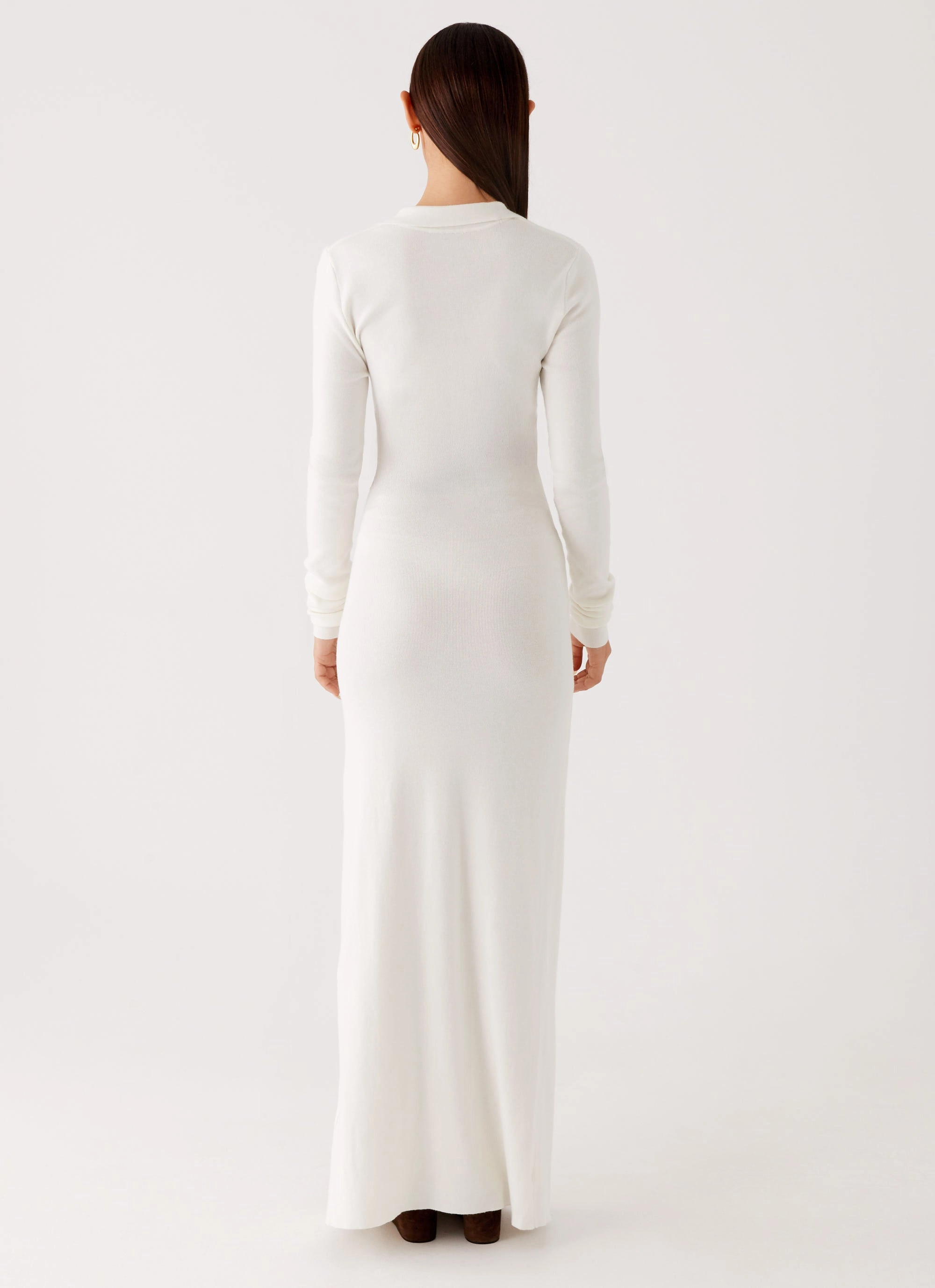 All-season Minimal Fit Sabetha Knit Maxi Dress - White