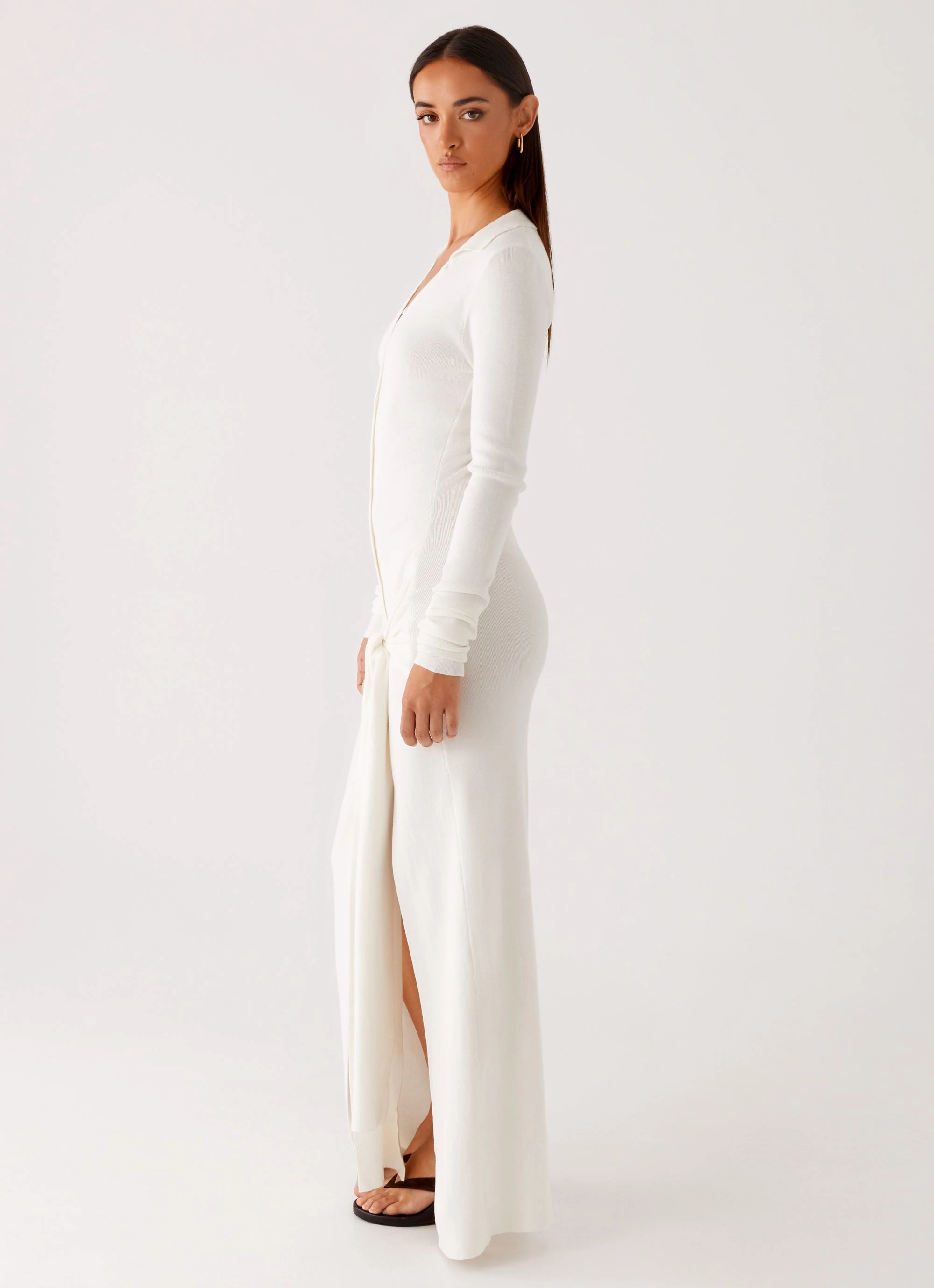 Sabetha Knit Maxi Dress - White Office Smart Comfortable Shape