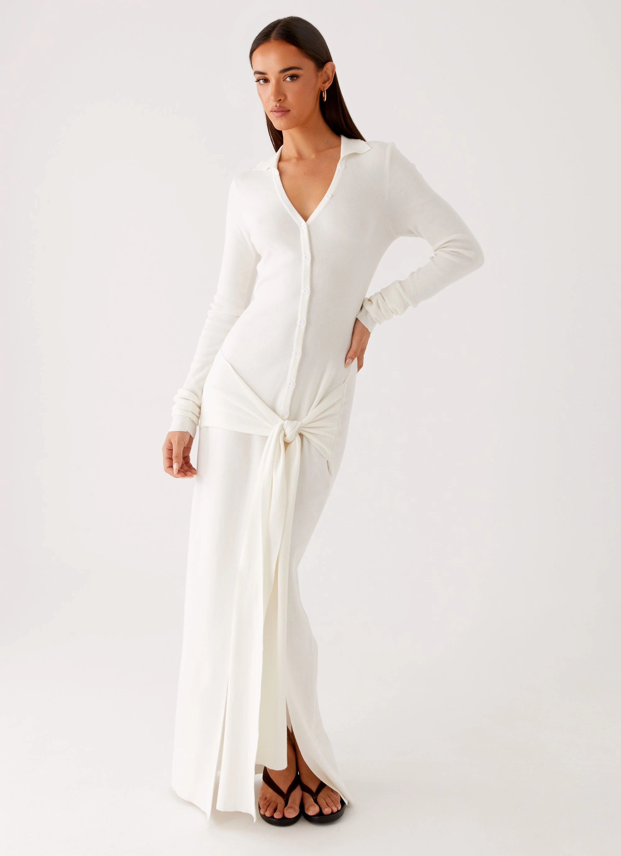 Year Round Sabetha Knit Maxi Dress - White