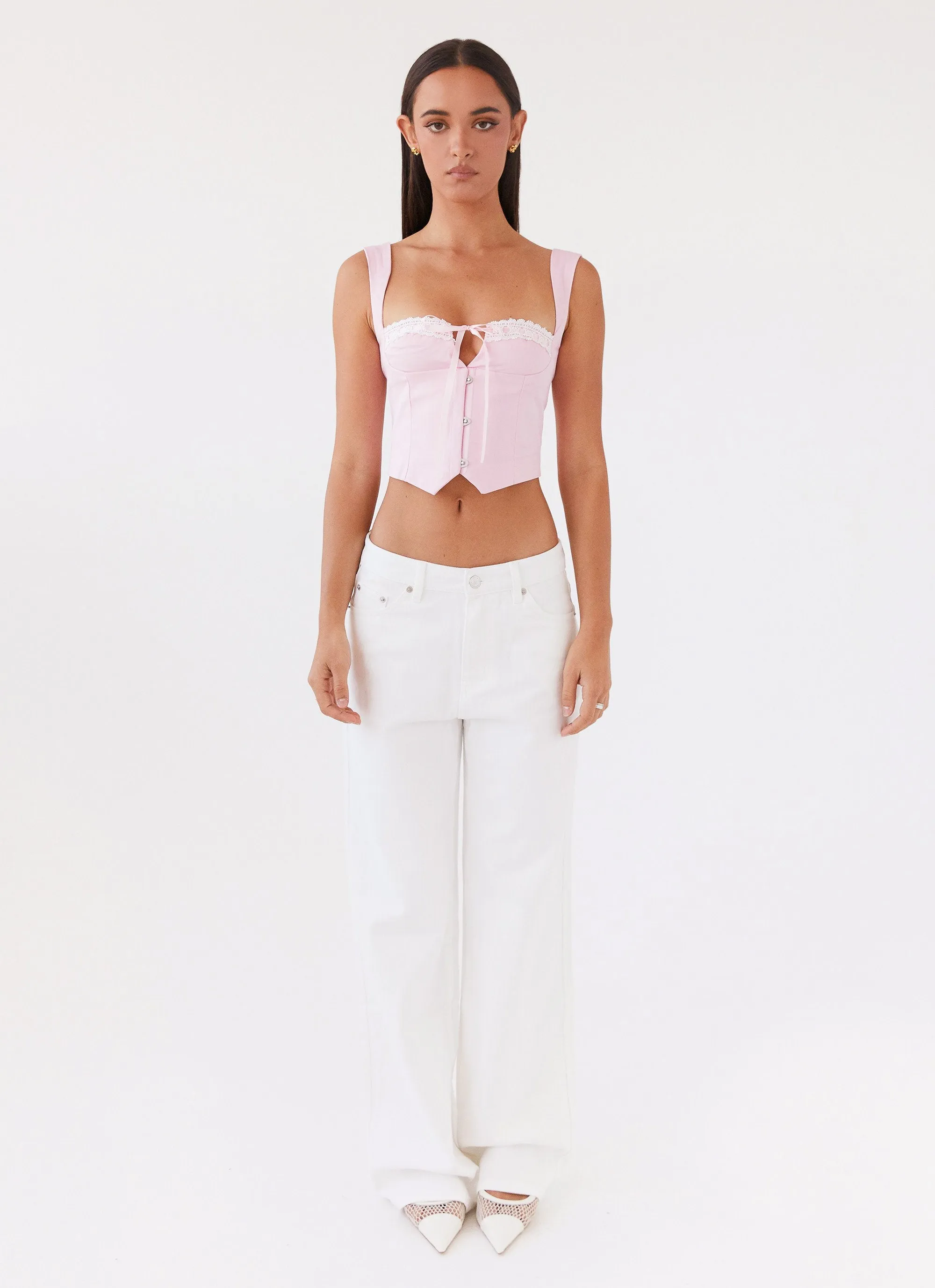 simple design Quick Access Slit Ambretta Corset Top - Pink