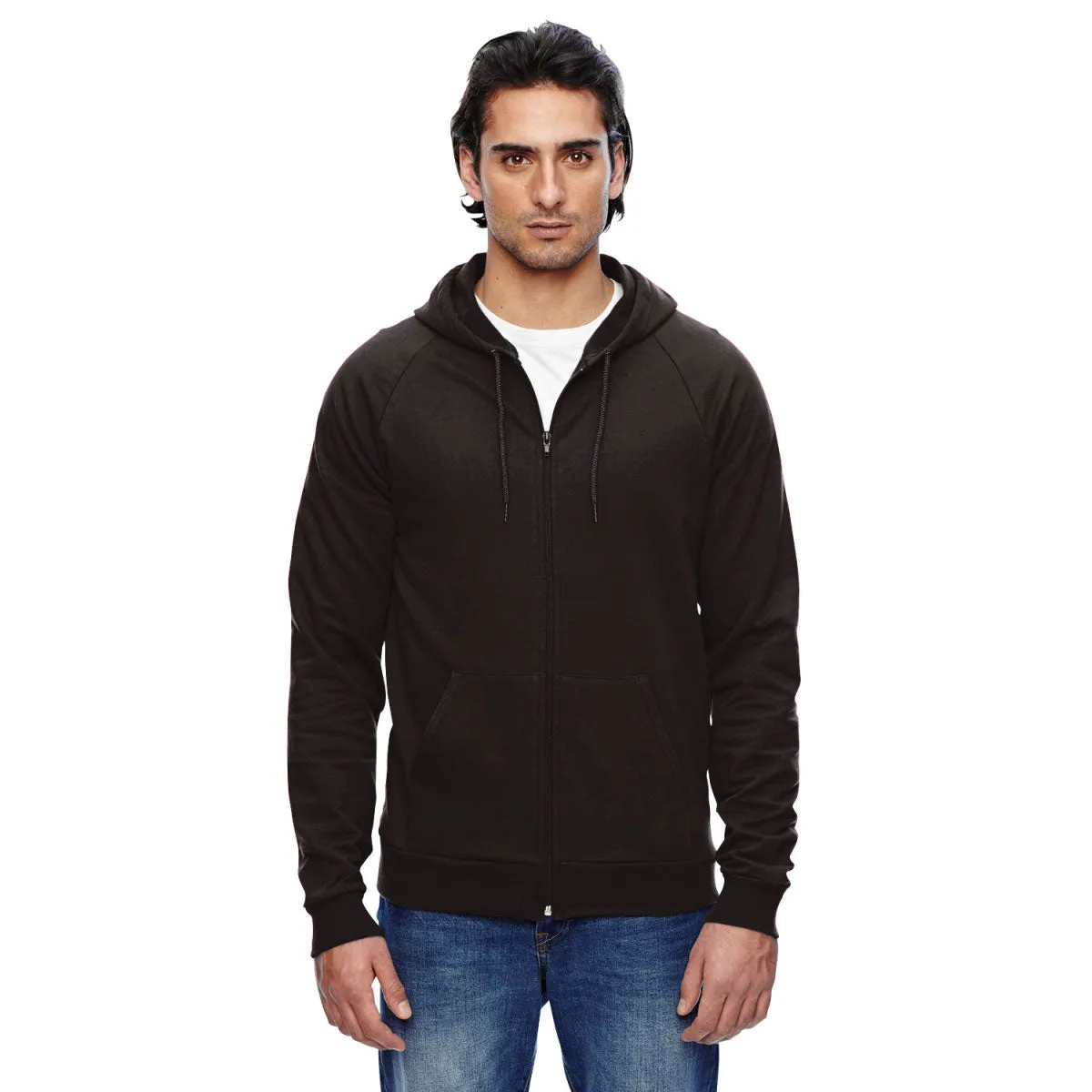 American Apparel Unisex Black California Fleece Zip Hoodie