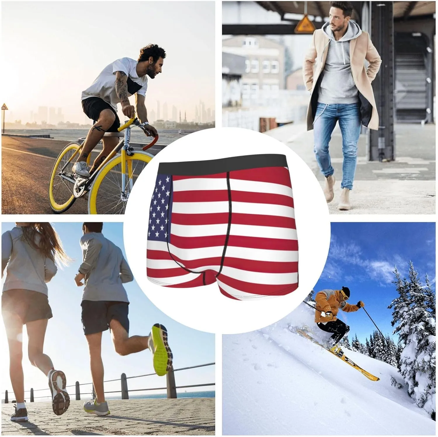 American flag Boxer Briefs, Moisture Wicking & Breathable,Underwear for Men