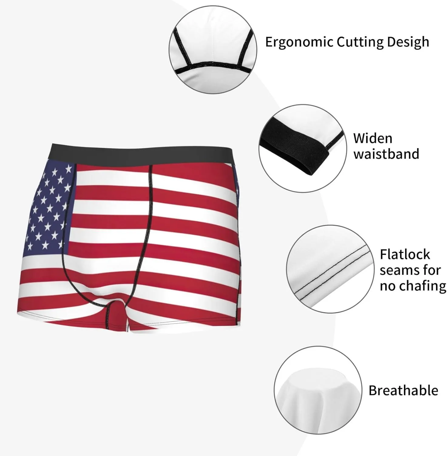 American flag Boxer Briefs, Moisture Wicking & Breathable,Underwear for Men