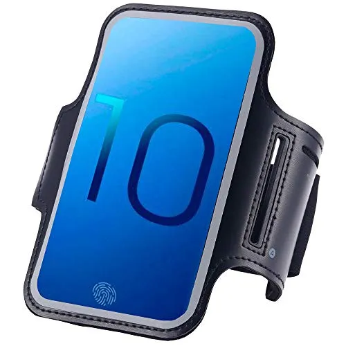 AMPLE Armband Case, Galaxy S21 / S21 Plus / S20 / S20 Plus / S20 FE / S10 / S10 Plus/ S10 Lite/ S10E / S10 5G Armband Case for Sports, Running, Jogging, Walking, Sweat-Free With Key Slots (BLACK)