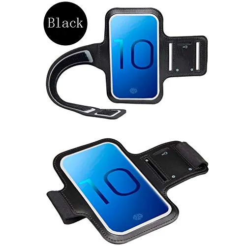 AMPLE Armband Case, Galaxy S21 / S21 Plus / S20 / S20 Plus / S20 FE / S10 / S10 Plus/ S10 Lite/ S10E / S10 5G Armband Case for Sports, Running, Jogging, Walking, Sweat-Free With Key Slots (BLACK)