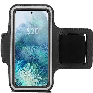 AMPLE Armband Case, Galaxy S21 / S21 Plus / S20 / S20 Plus / S20 FE / S10 / S10 Plus/ S10 Lite/ S10E / S10 5G Armband Case for Sports, Running, Jogging, Walking, Sweat-Free With Key Slots (BLACK)