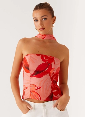 Casual Wear Anais Scarf Top - Sicily Sunset Print