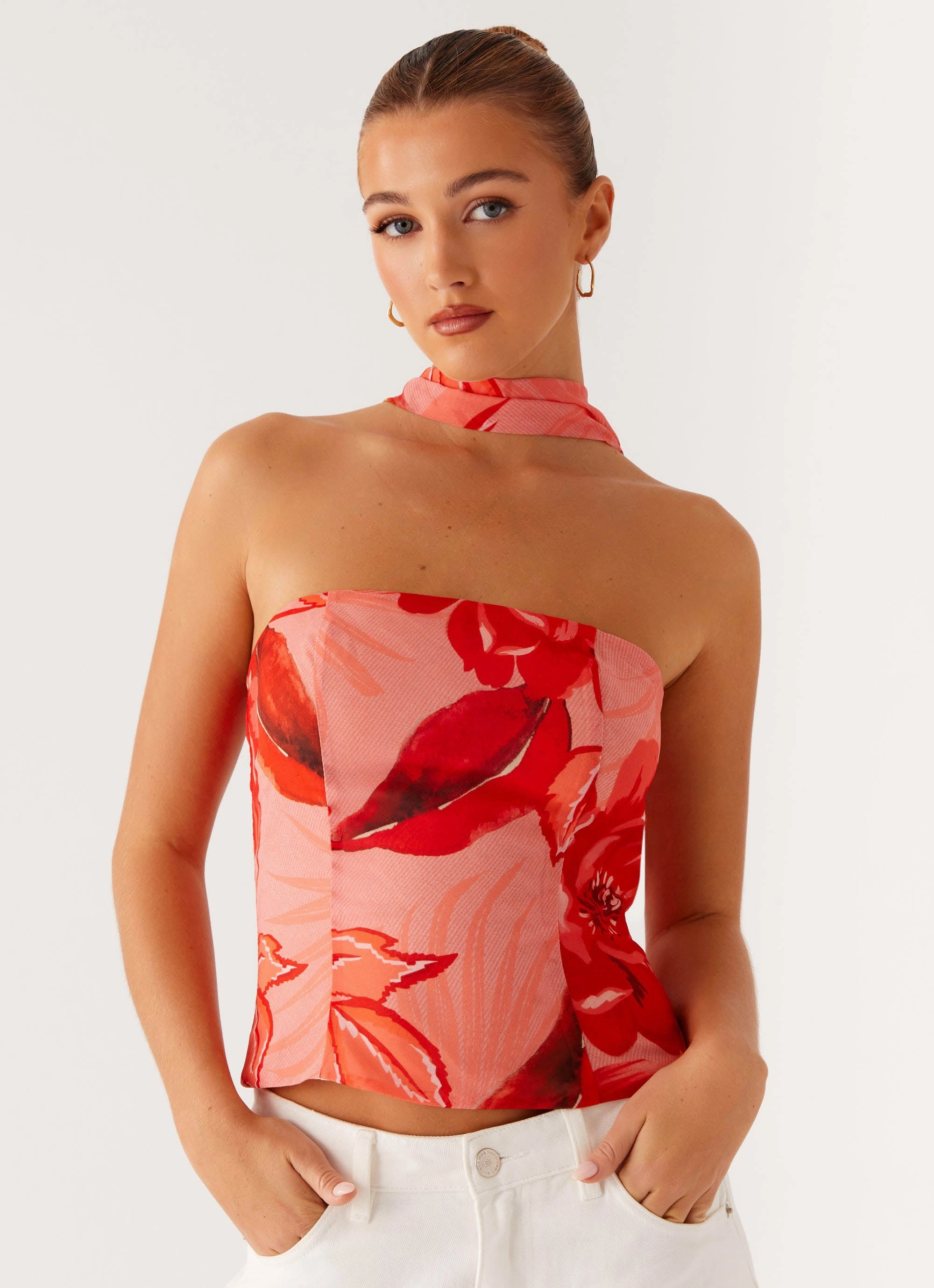 Casual Wear Anais Scarf Top - Sicily Sunset Print